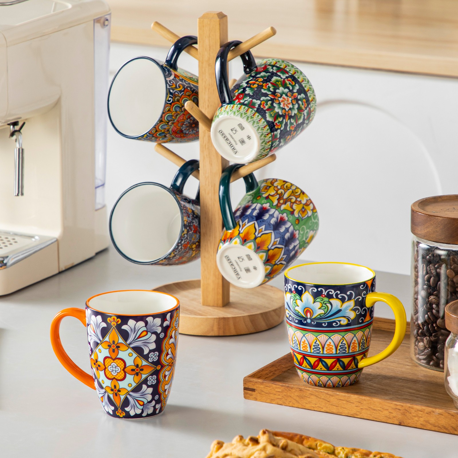 vancasso SIMI 6-Piece Porcelain Boho Style Coffee Mug Set Tea Cup Water Mug Set