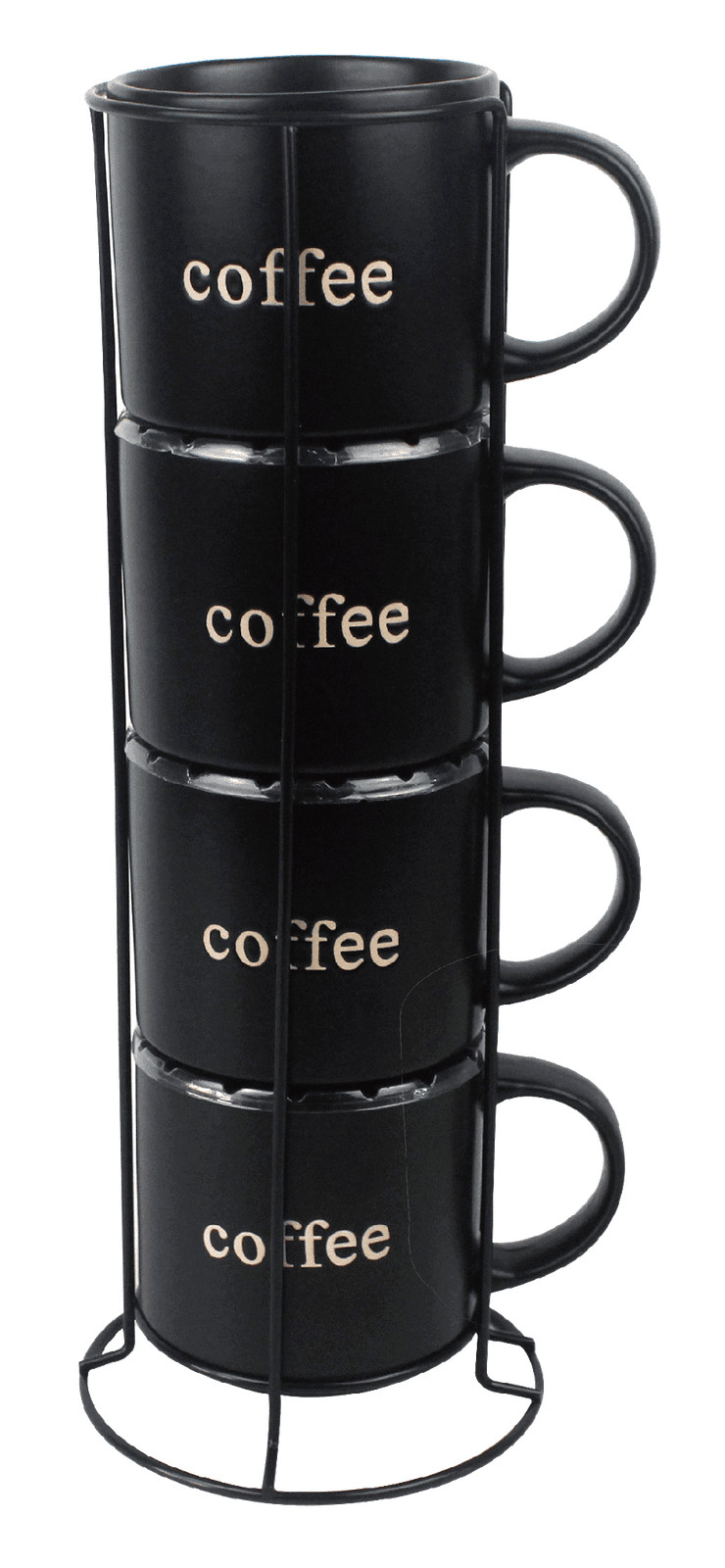 4 Piece 14 oz Stackable Ceramic Coffee Mug Set