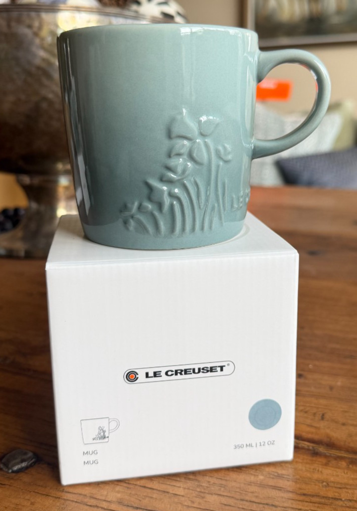 Le Creuset Stoneware Jardin Relief Collection 350 ml 12 oz Mug Sea Salt NEW