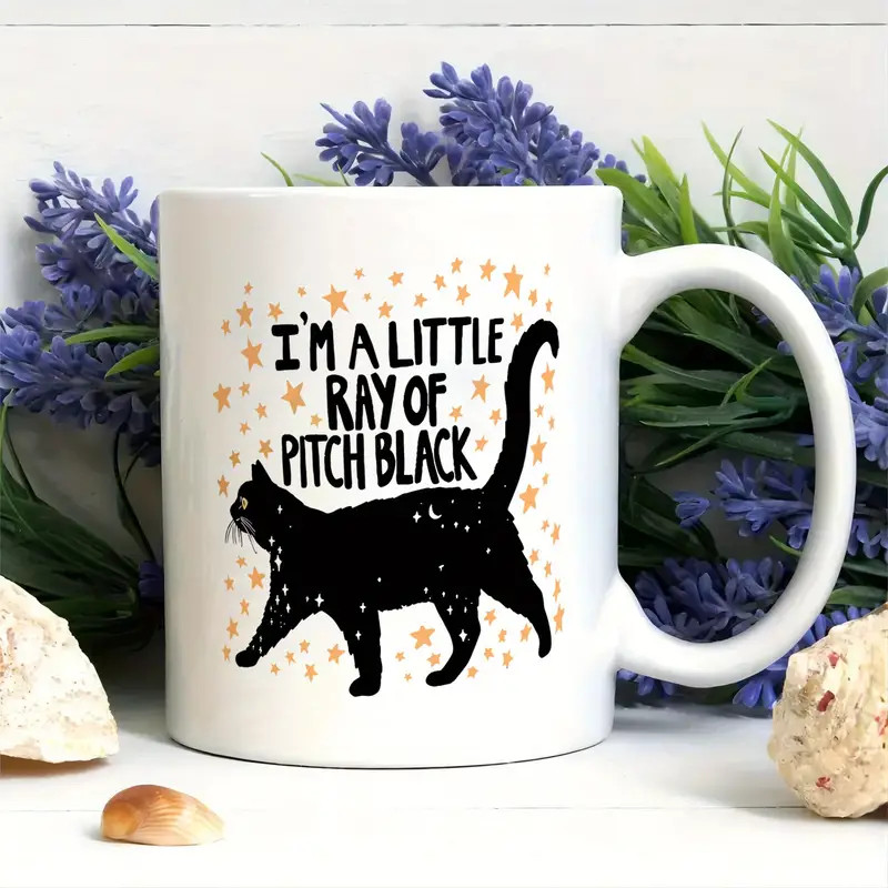 11 oz, black cat funny Mug birthday gift drinking cup ceramic room decoration