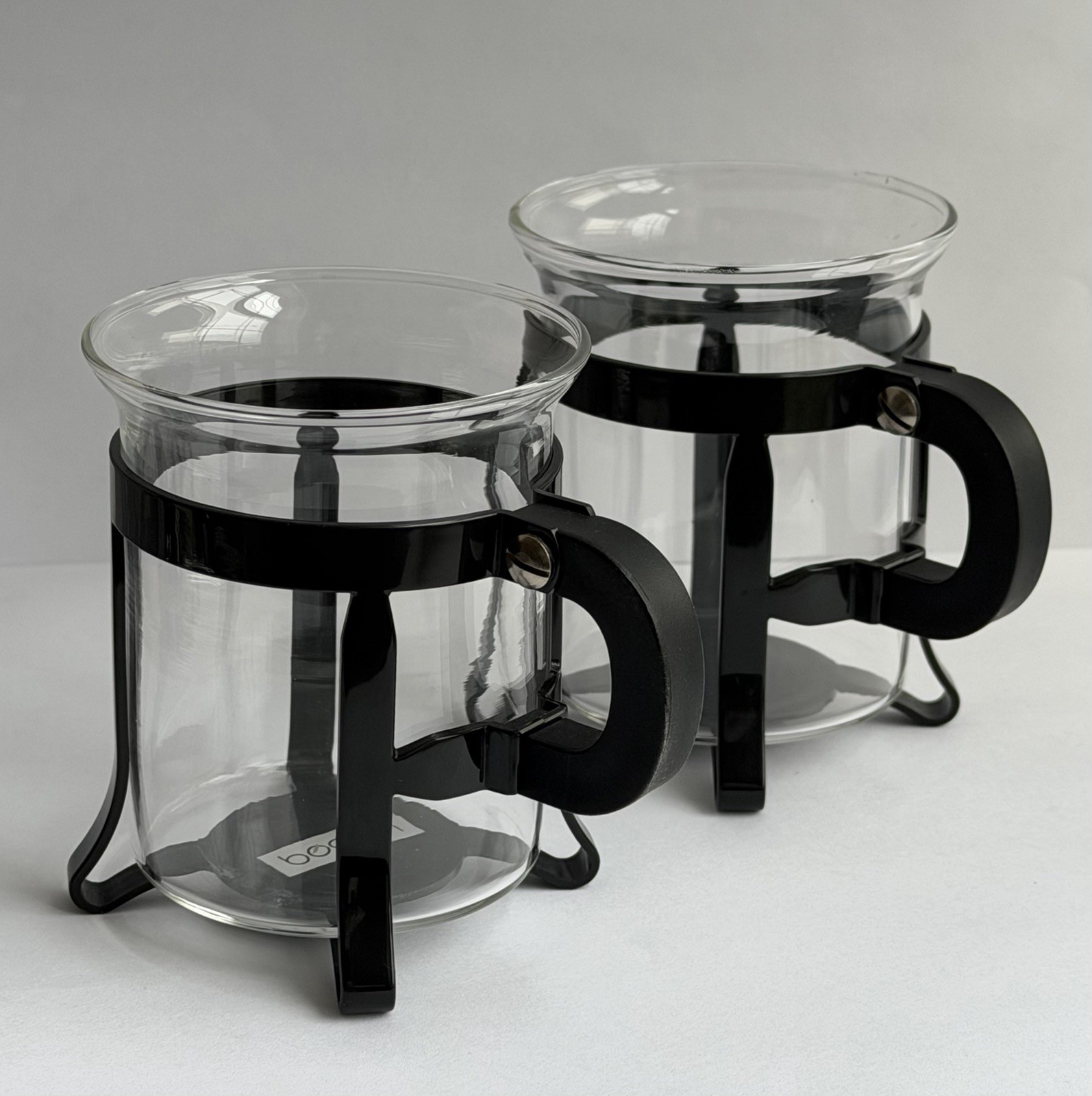 VTG Chambord Java Glass Coffee Cups Black BODUM SWITZERLAND Tea Espresso Bistro