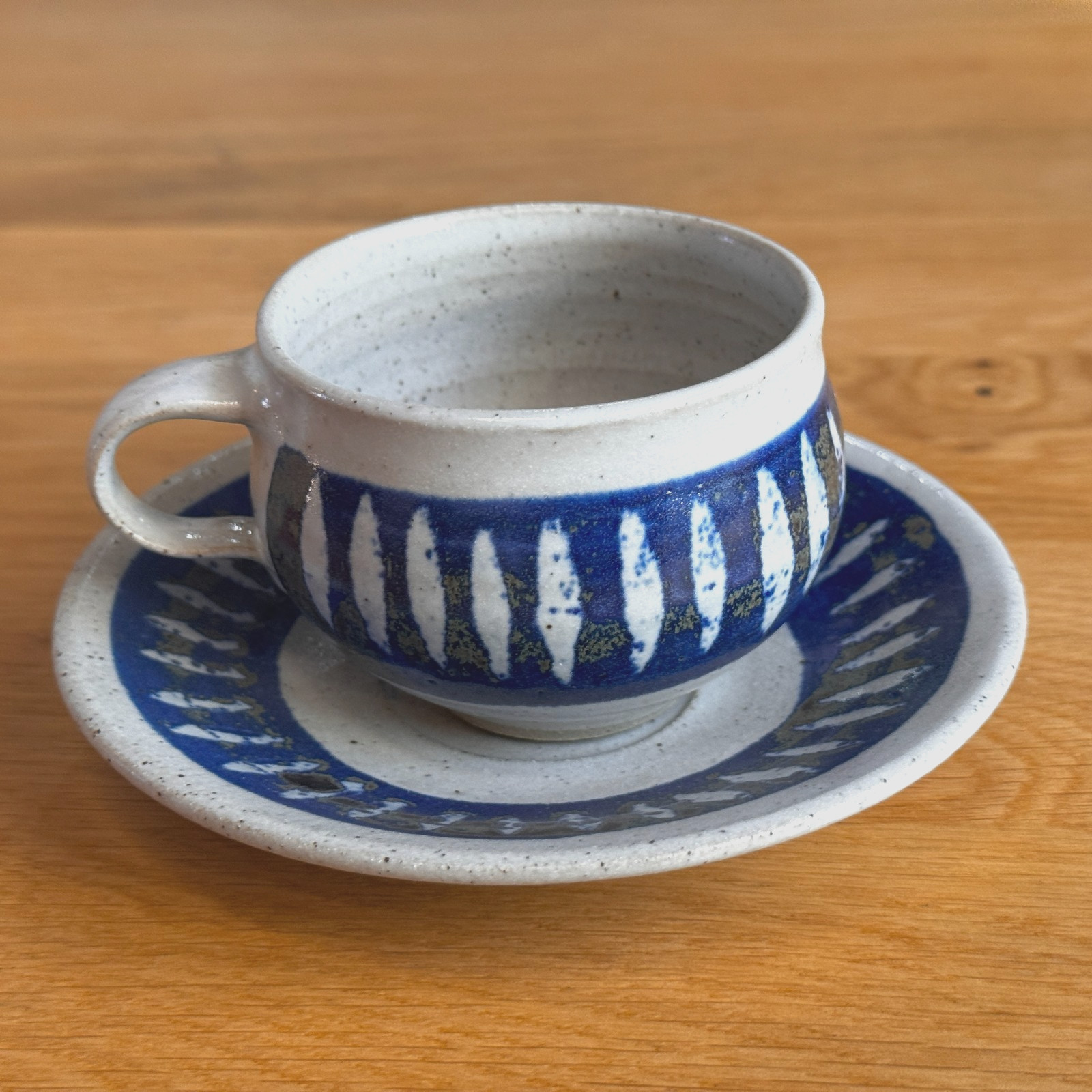 Ceramic Stoneware Artisanal Cup & Saucer 11-Piece Set, Cobalt Blue, Incomplete