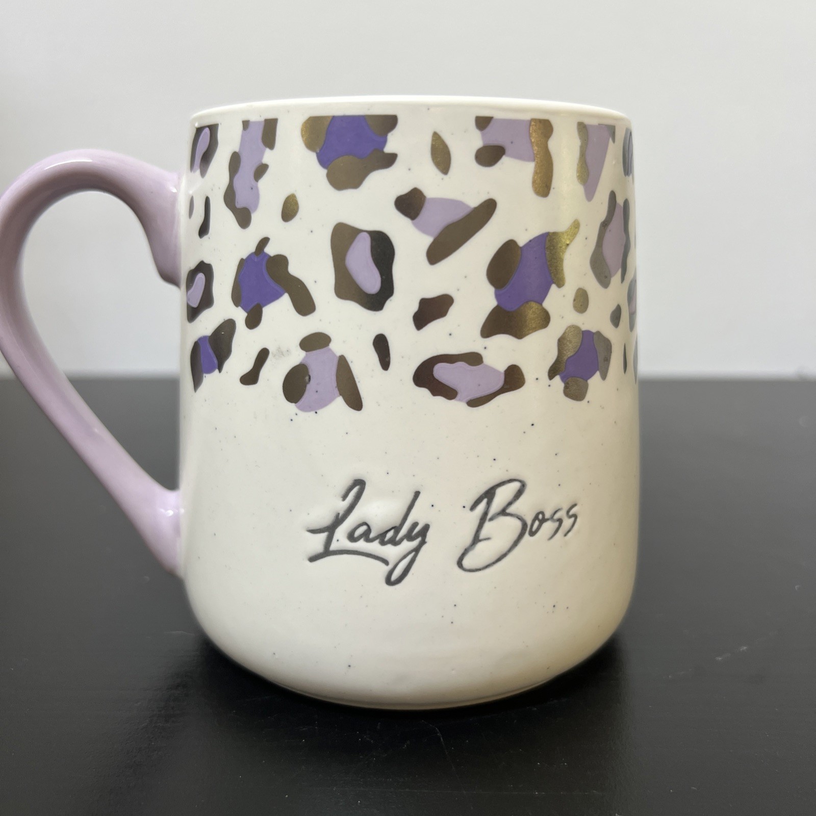 Sheffield Home Coffee Mug “Lady Boss” animal print purple 18oz