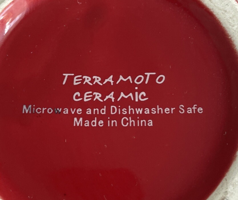 Set of 3 Red & White Polka Dot Ceramic mugs by Terramoto Coffee Tea