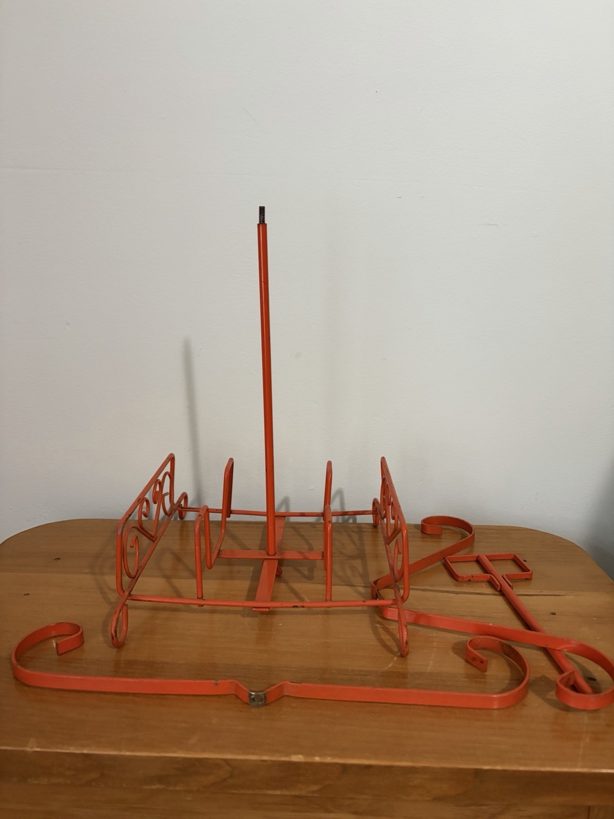 Vintage 70s Metal Mug Tree Holder JAPAN MCM Mid Century Modern Orange Heart Bar