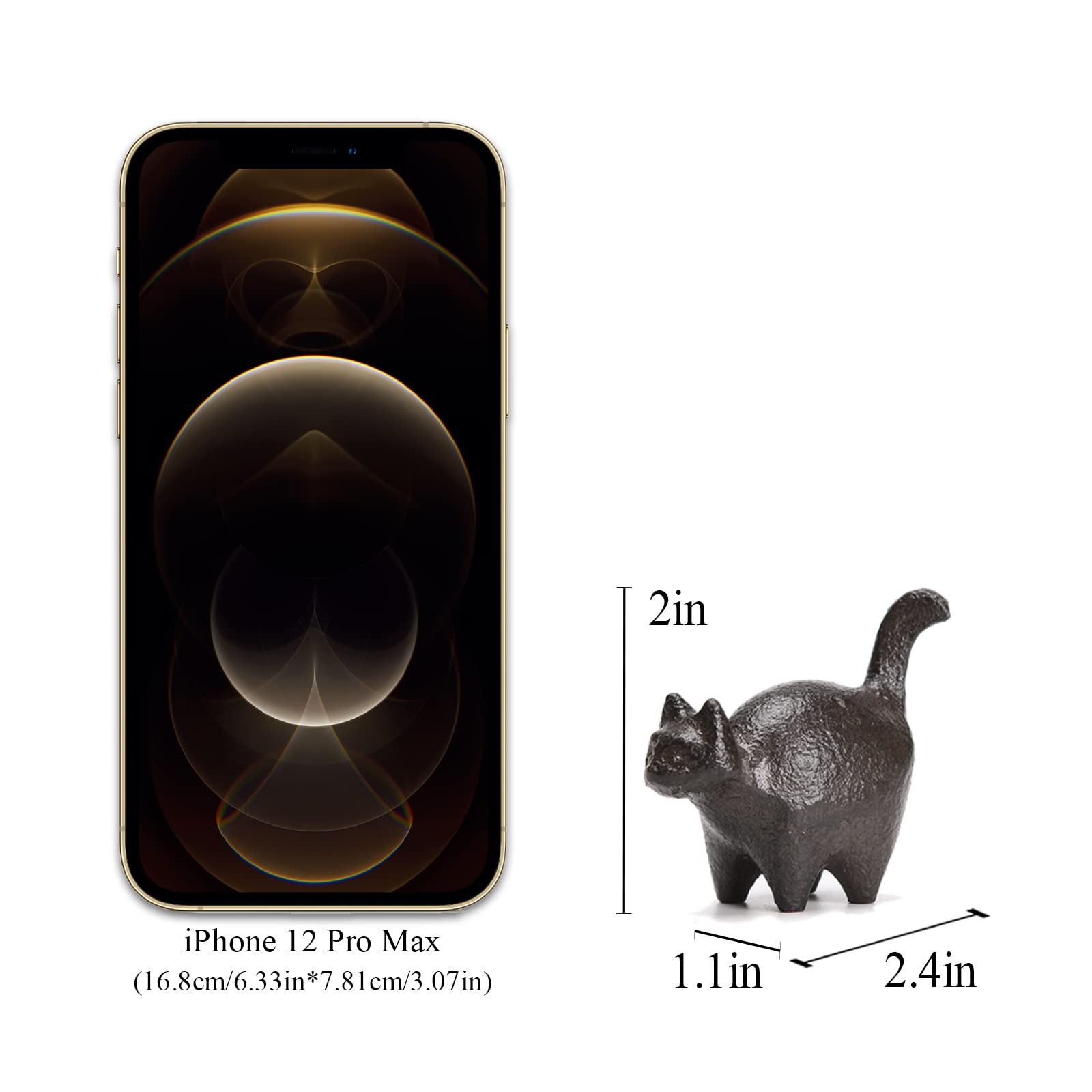 2 Inch Cast Iron Cat Statue Paper Weight Cute Animal Figurine for Desk Office