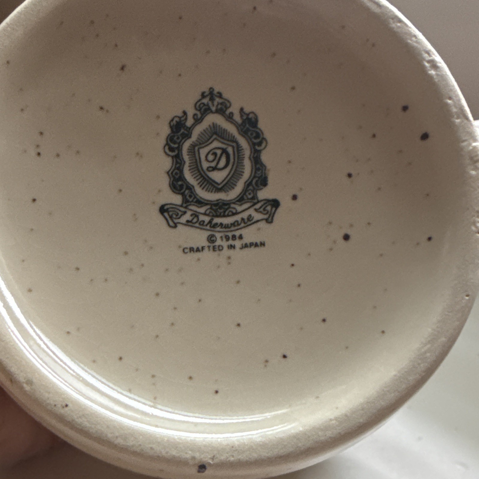 Vintage 1984 D Crest Japan Folk Art Floral Speckled Stoneware Coffee Mug