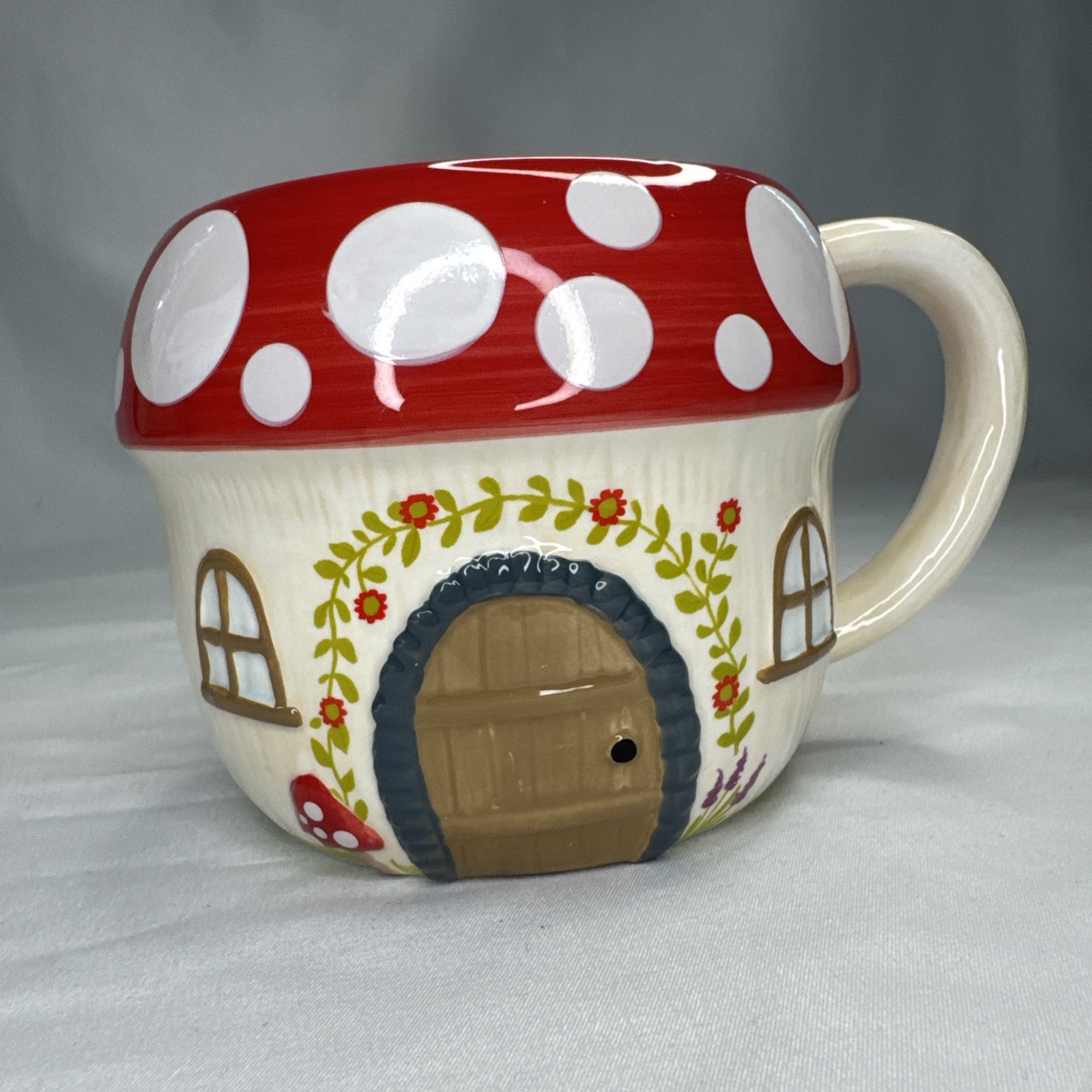 Natural Life Mushroom House Mug Cottage Shaped Ceramic Coffee Cup Of Happy