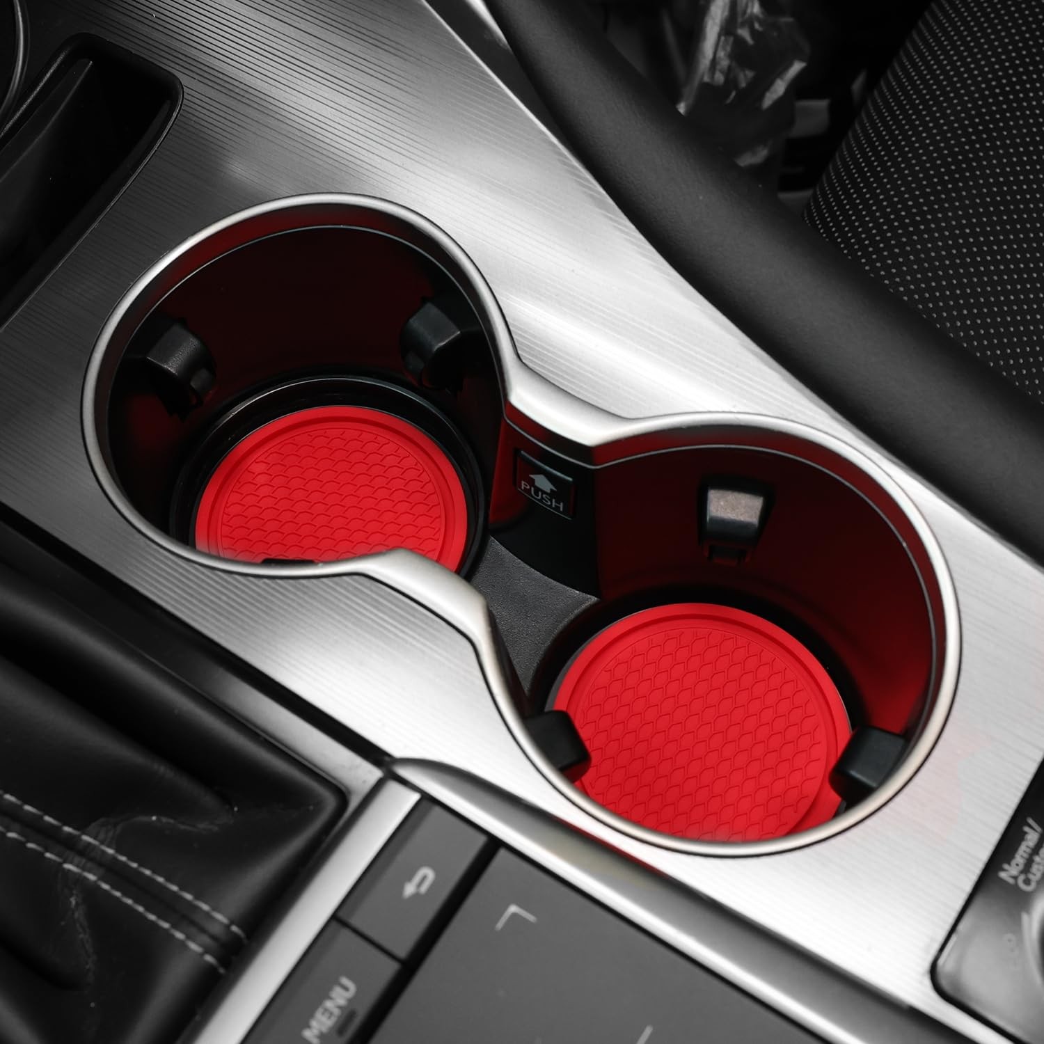 SINGARO Car Cup Holder Coaster 4 Pack Non Slip Insert Red Universal Fit