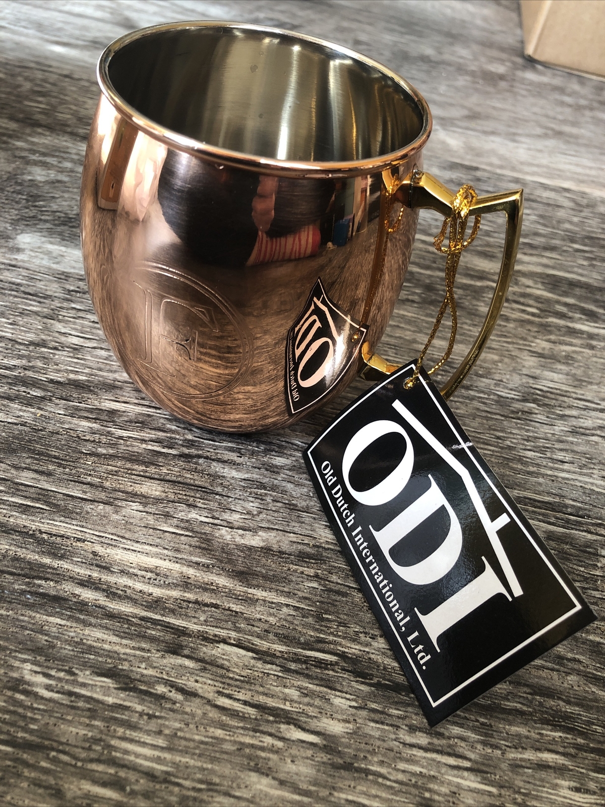 Old Dutch 16-Oz. Monogrammed Solid Copper Moscow Mule Mug F