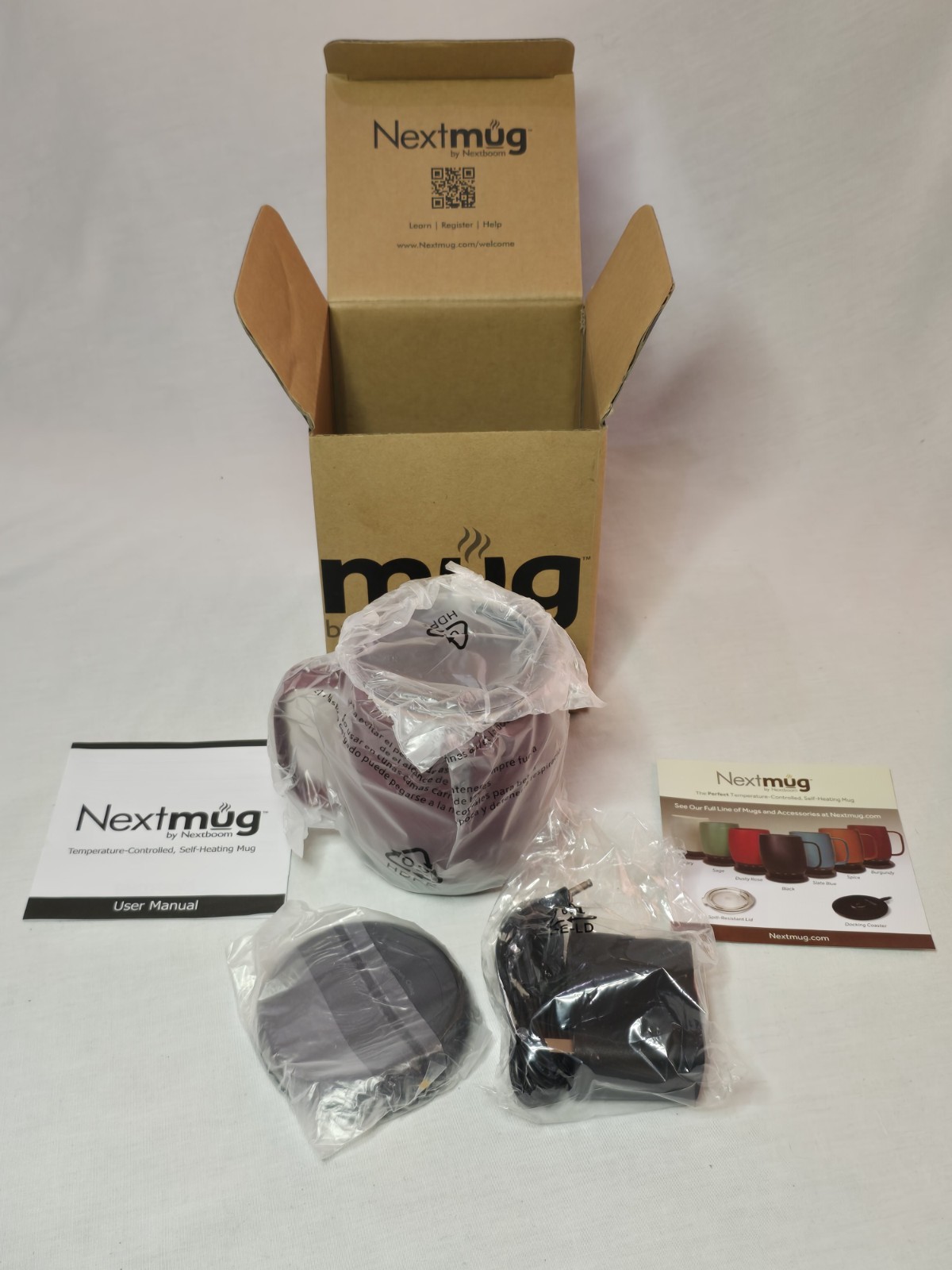 Nextmug 14 oz. Burgundy Temperature Controlled Self-Heating Everyday Mug NEW
