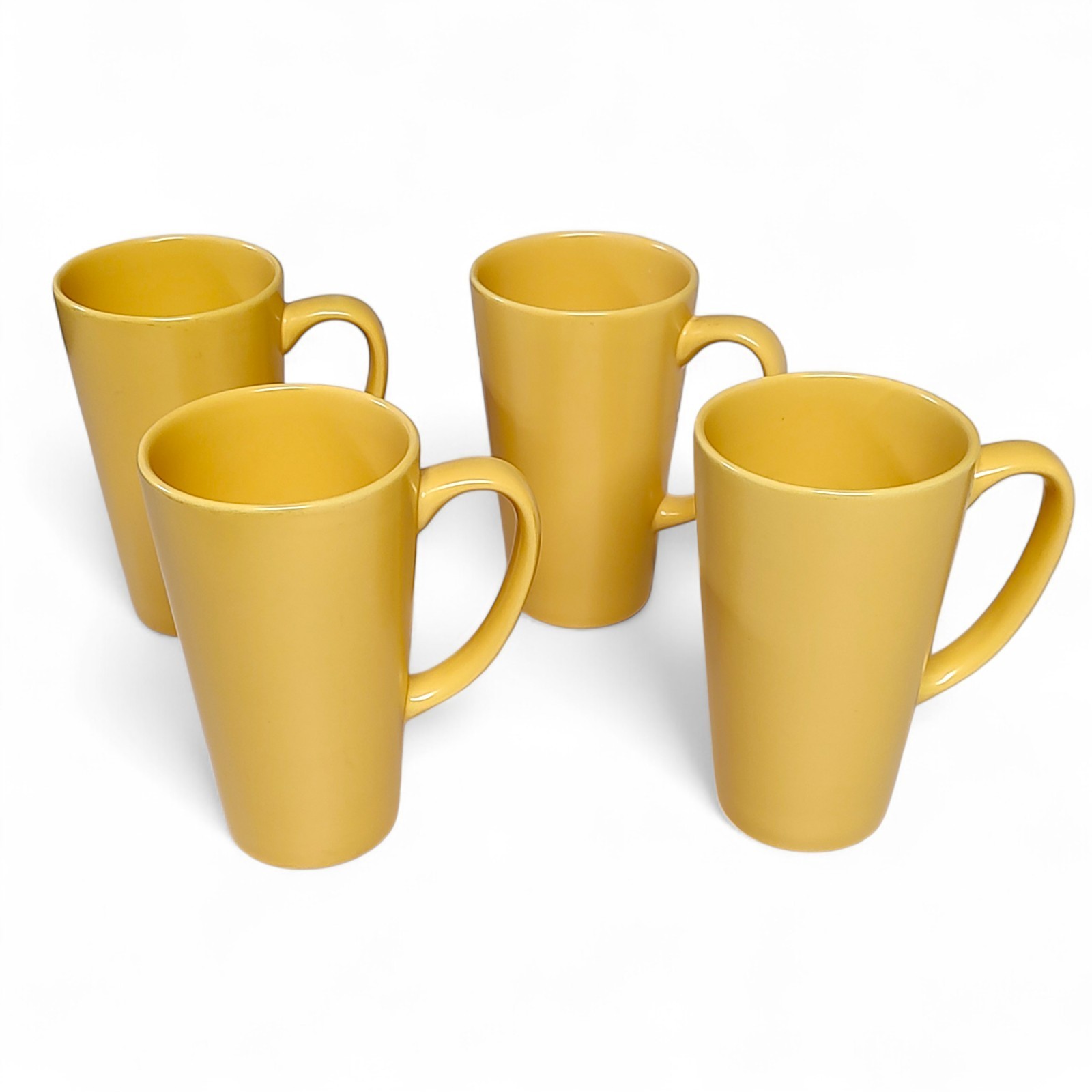 Signature Housewares 4pc Set Golden Yellow Tall Coffee Cups Mugs 16 oz Thailand