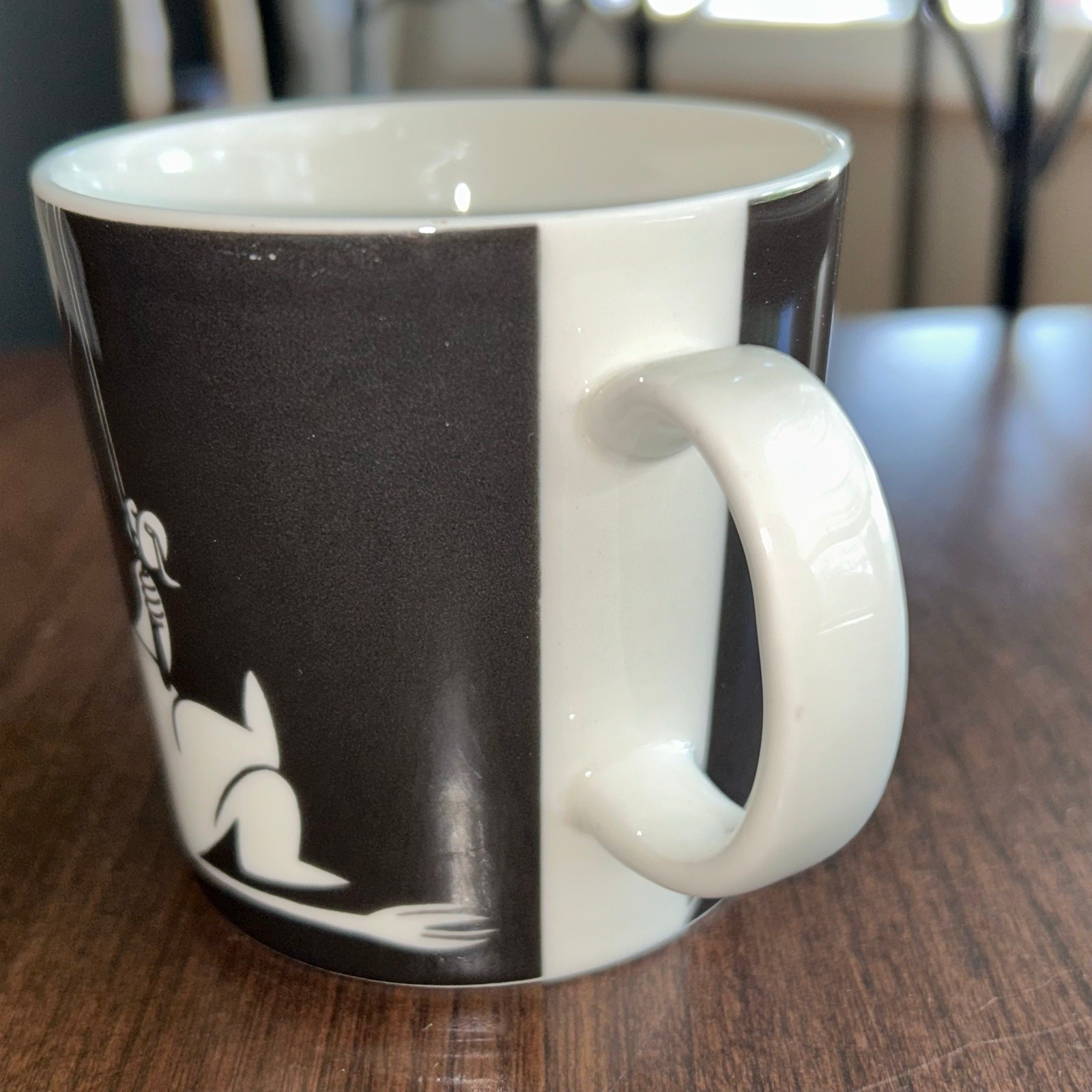 Arabia Finland Moomin Pappa Fishing Ceramic Mug Hippo Black and White 8 oz