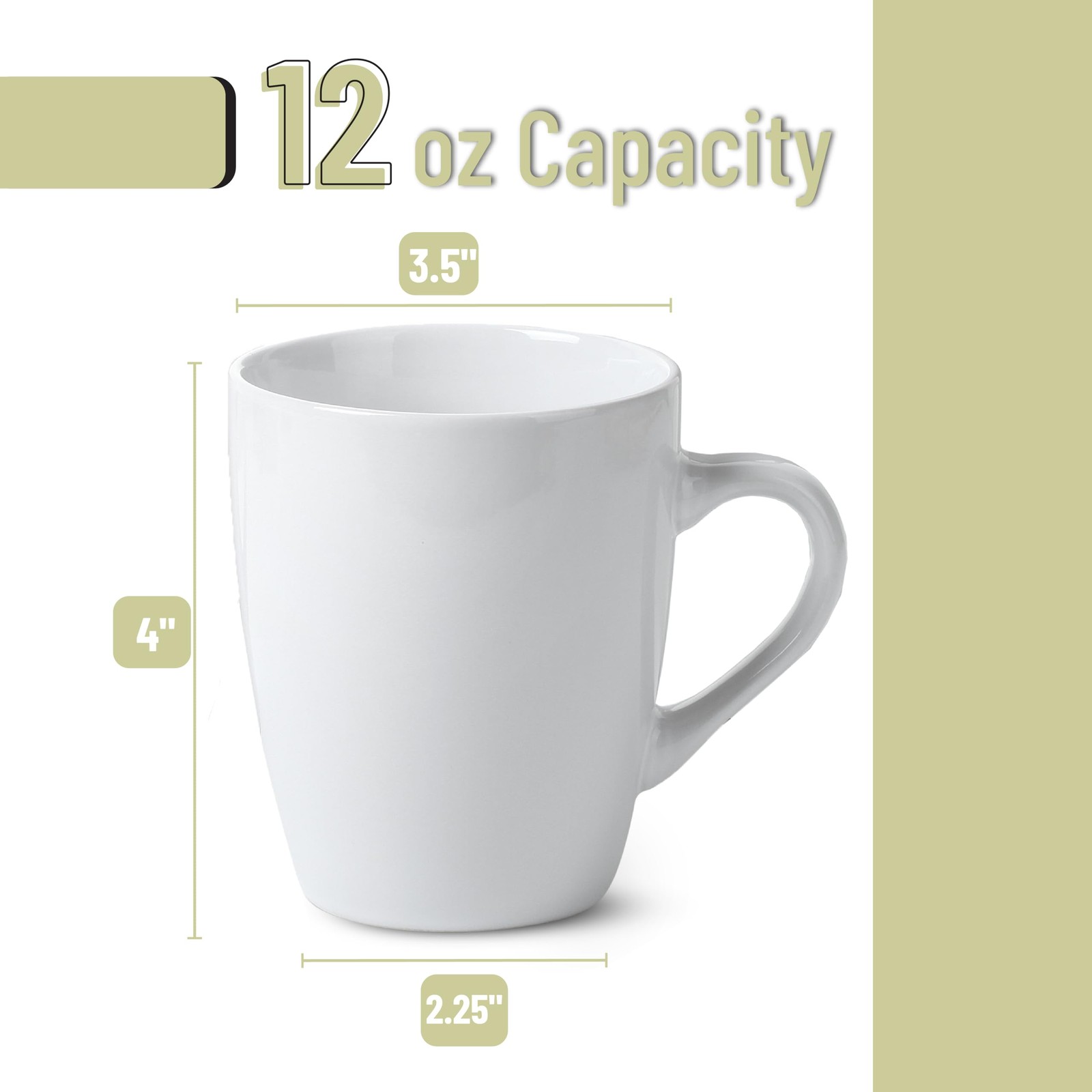 BTaT- White Coffee Mugs, Fine Bone China Porcelain, Set of 4, 12oz, Coffee Mug S