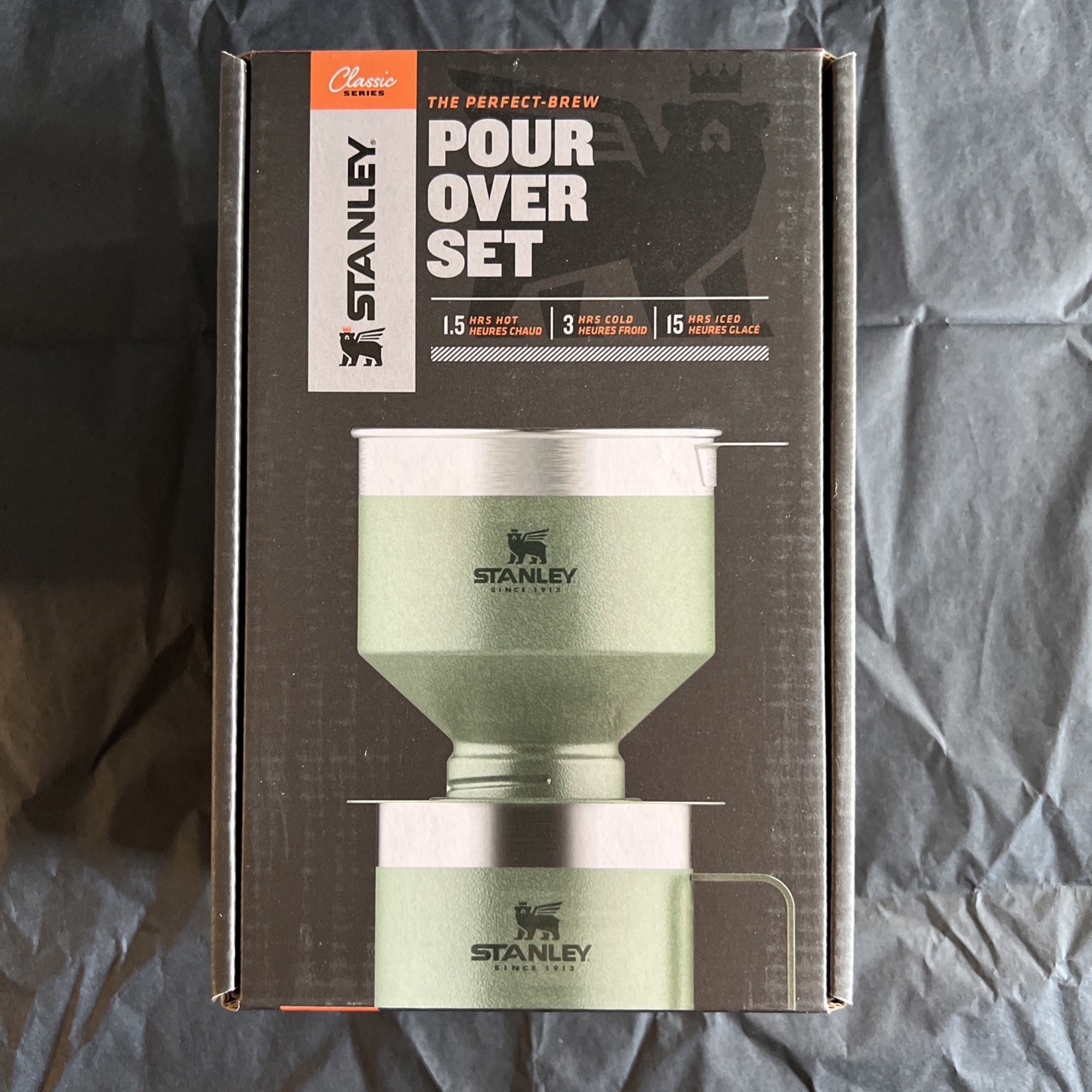 Stanley Pour Over Set Classic Series Camp Mug 12OZ Hammertone Green NEW