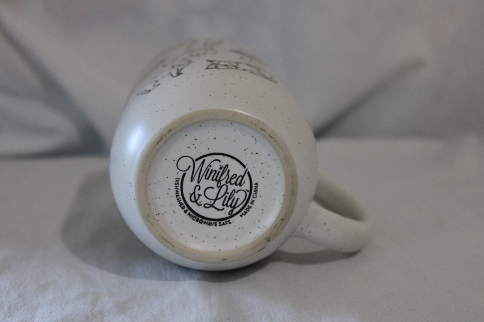 Stoneware Cat 16 oz. Mug, Speckled Black & White, Winifred & Lily