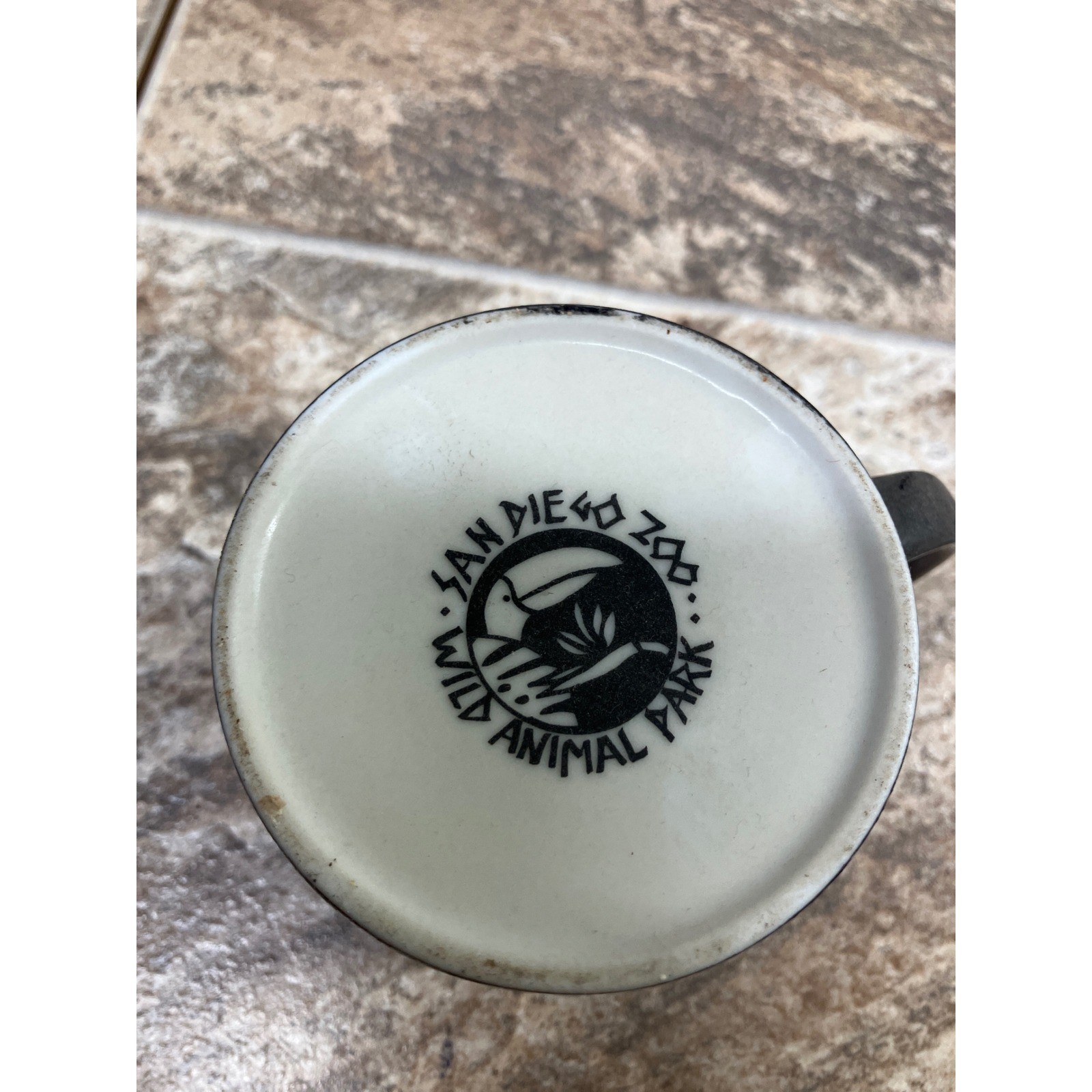 San Diego Zoo Wild Animal Park Toucan Tropical Floral Black Ceramic Mug Souvenir
