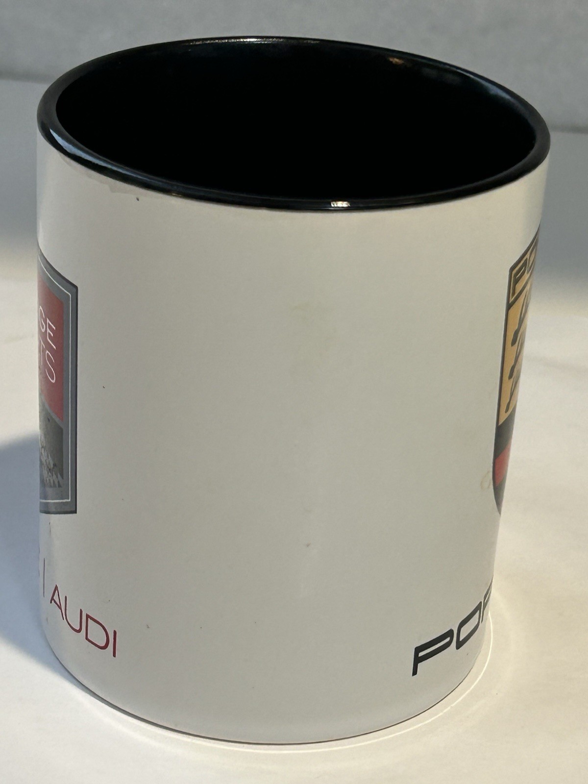 PORSCHE CREST AUDI COFFEE MUG CUP TEA PRESTIGE IMPORTS 2 SIDED