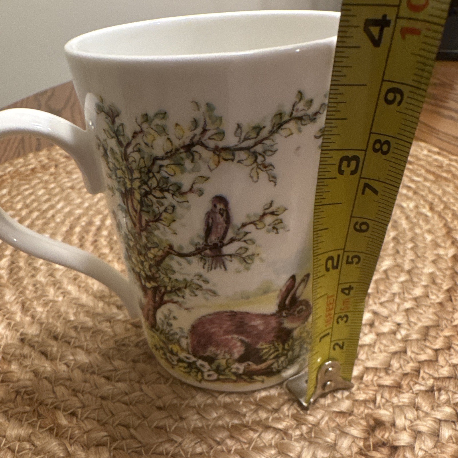 Fine Bone China Made in England 8fl oz Coffee Mug Rabbit & Birds Floral