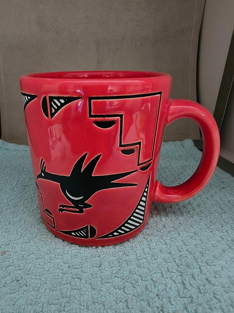 VTG Waechtersbach Roadrunner Mug Orange Southwest Tribal Art Deco Eclectic