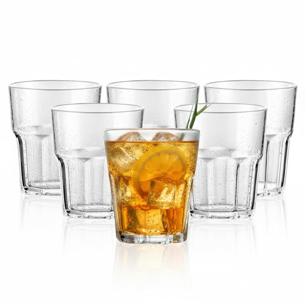 6 PCS Clear Plastic Tumblers, Resuable Drinking Glasses 8.8 OZ, BPA Free Acry…