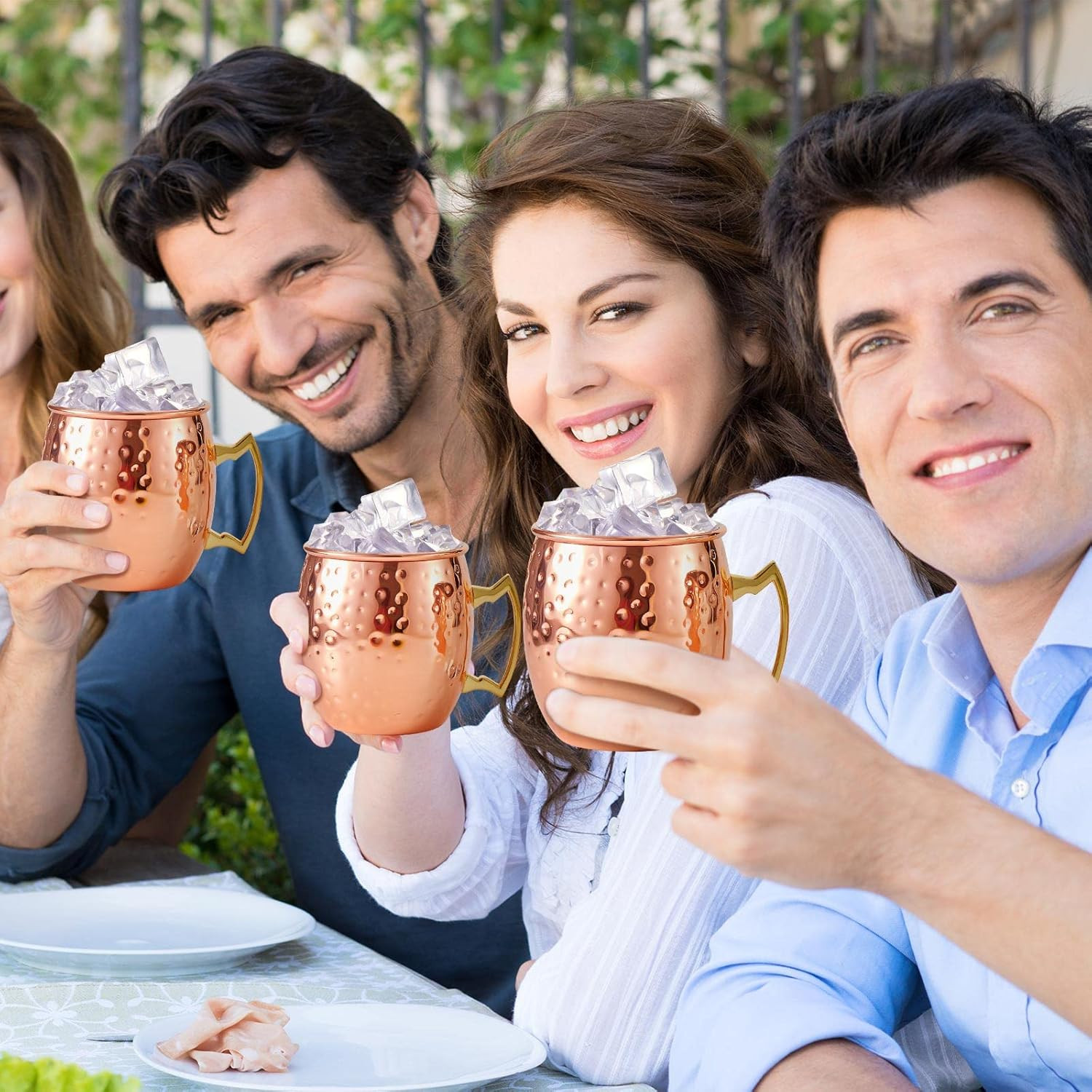 Bulk 20 Pcs Rose Gold Moscow Mule Mugs 19 Oz Hammered Copper Cups