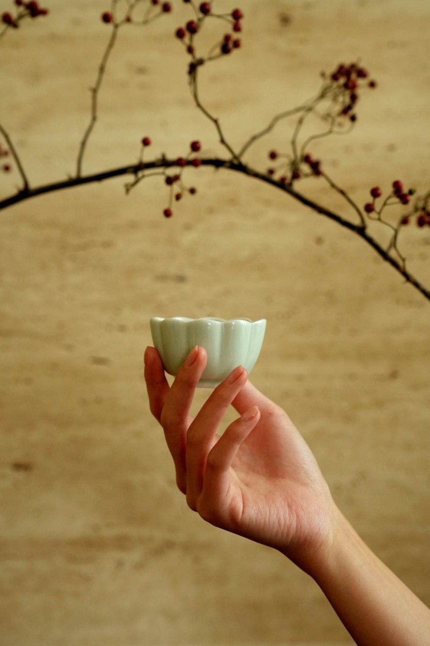 Korean Celadon Tea Cup Set of 3 (Traditional Goryeo Style Ceramic Gift)