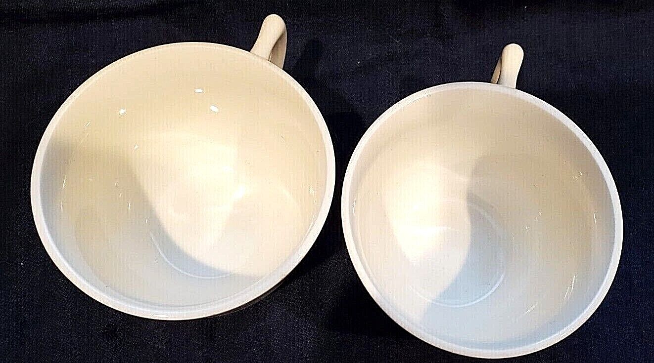 Stoneware Coffee Cups USA Vintage Deep Blue Flowers Pair 8 fl oz