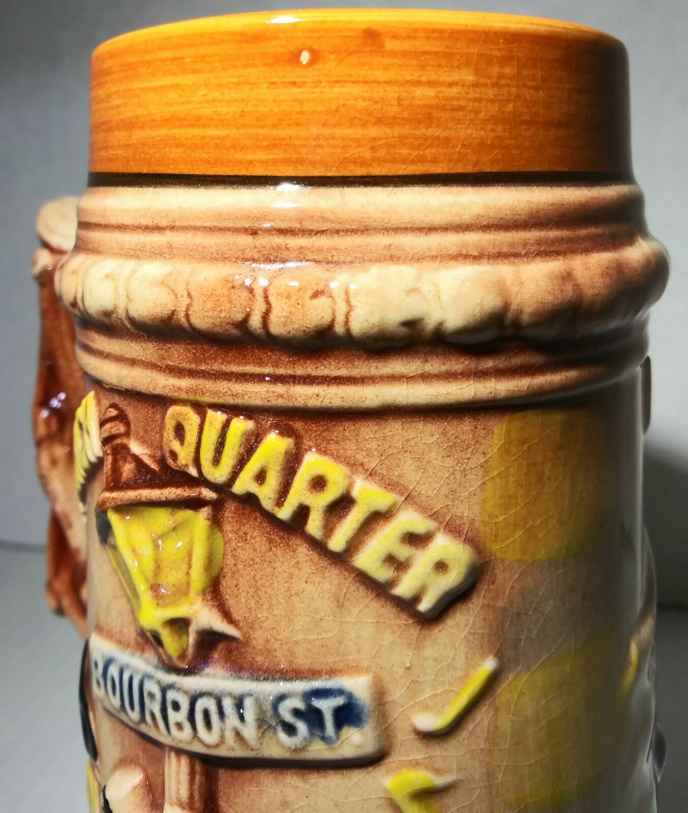 New Orleans Souvenir Stein French Quarter Bourbon Street Vintage Made In Japan