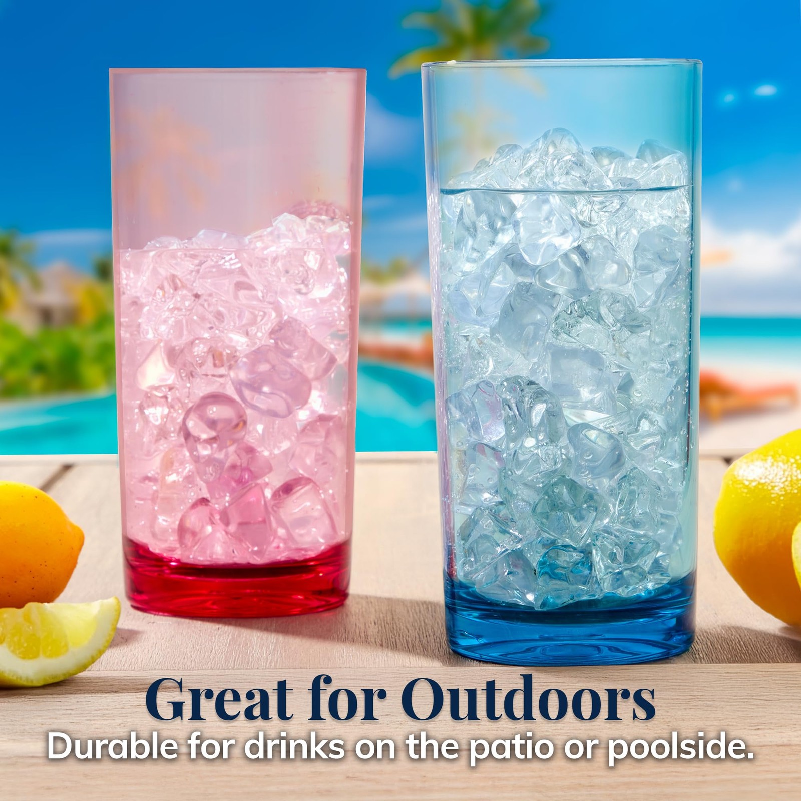 Classic Plastic Reusable Drinking Glasses (Set of 6) 24oz Iced Tea Cups Assor…