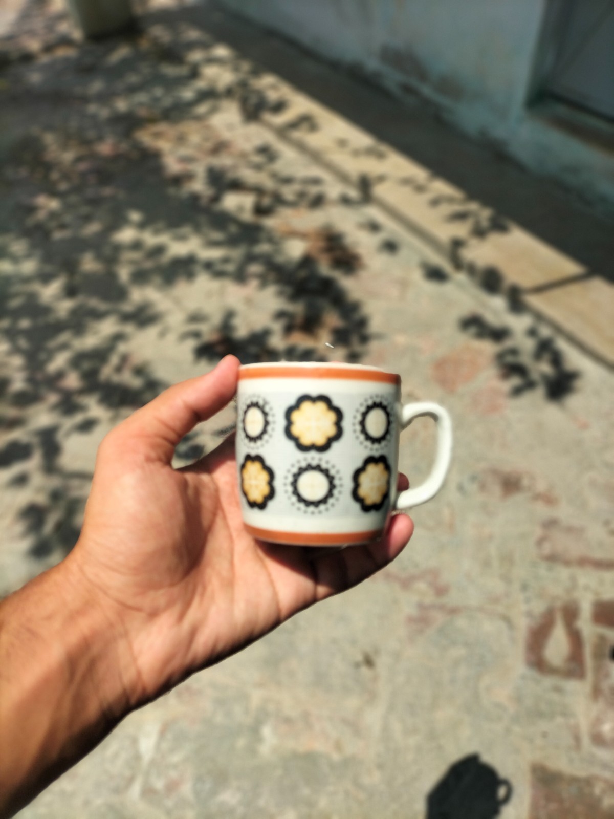 Apple Ceramics Vintage Floral Ceramic Coffee/Tea Mug Cup White Orange