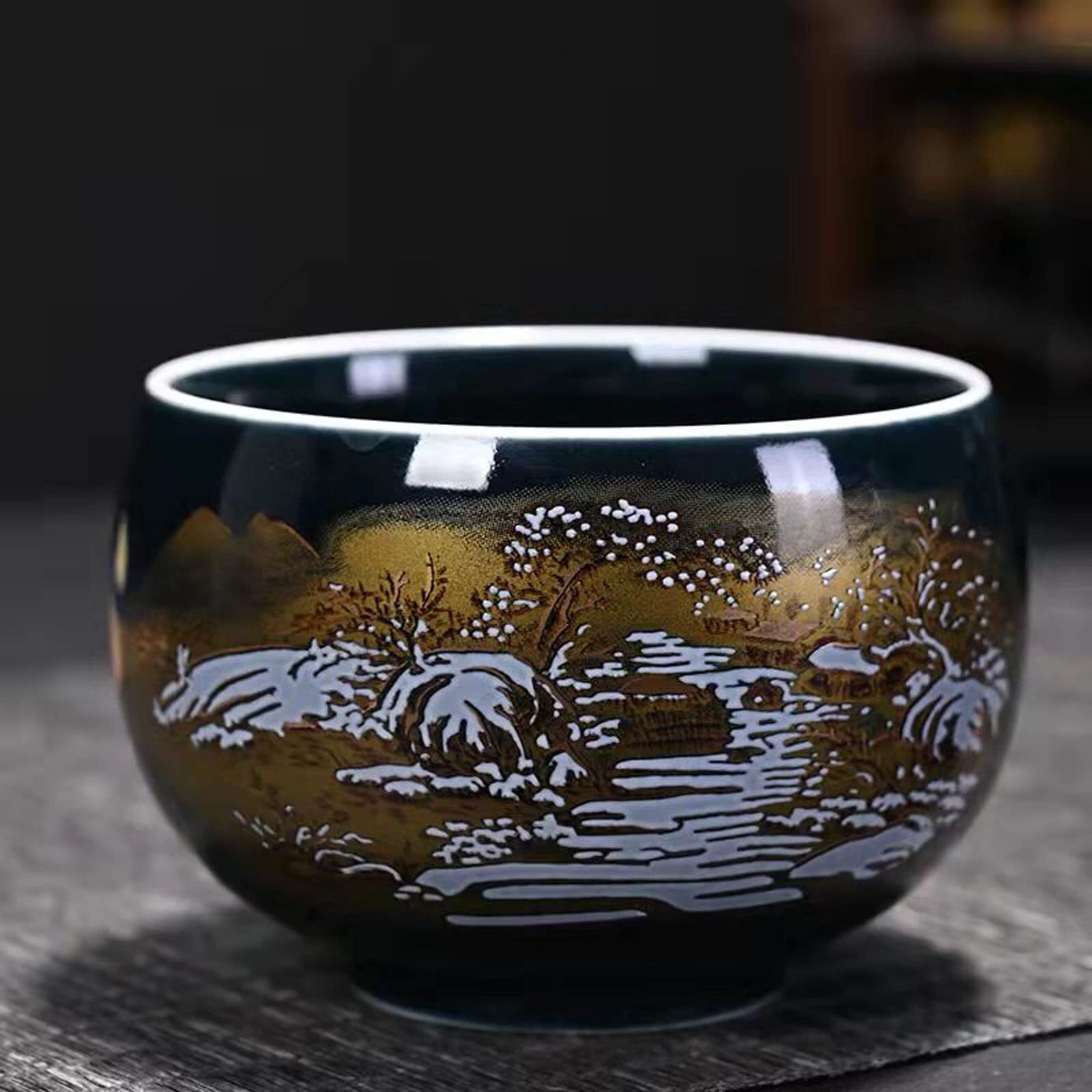 MQjzsh Four-piece set of Chinese Japanese tea cups exquisite patterns matcha …