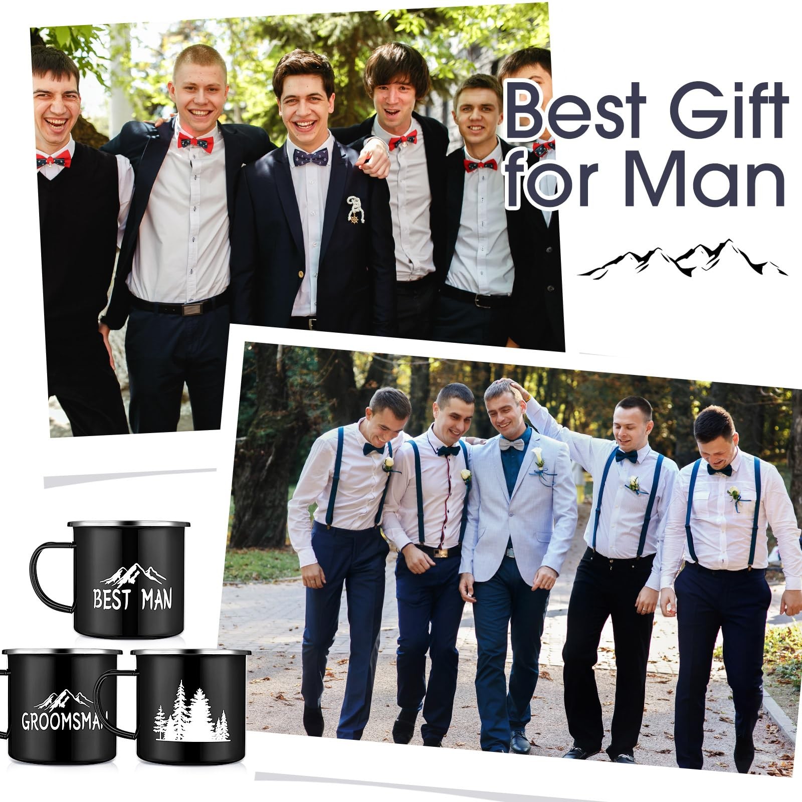 6 Pack Groomsmen Gifts for Wedding 1 Best Man 5 Groomsmen Cups Enamel Camping…