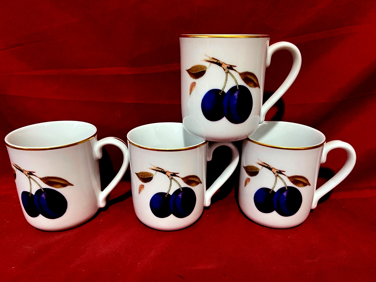 Royal Worcester Evesham Gold Coffee Mugs (Set Of 4)