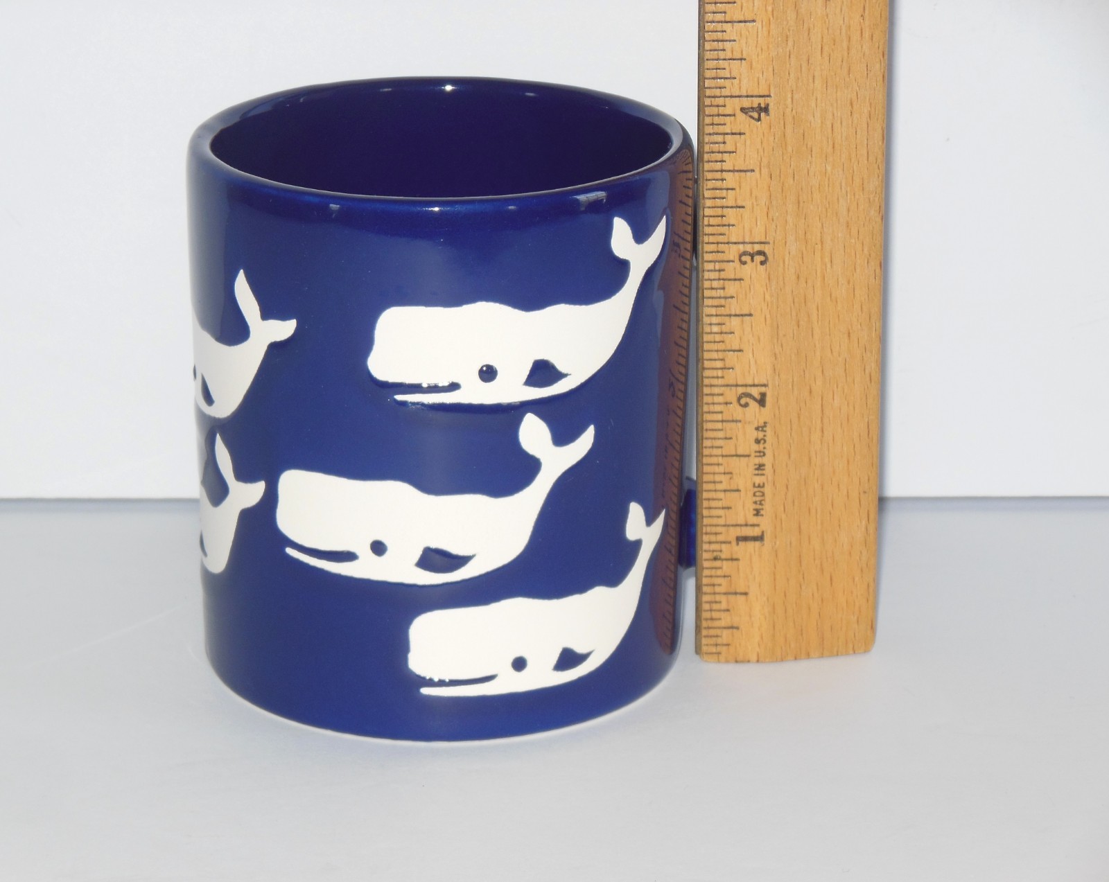 Waechtersbach W- Germany Coffee Mug Blue Sperm Whales Nautical 12 fl oz Vintage