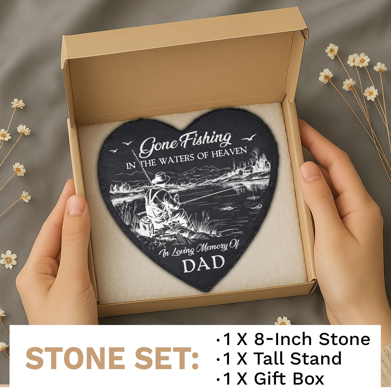 DIGIKAZZ Memorial Stone Loss of Dad Fishing, Gone Fishing in The Waters of He…