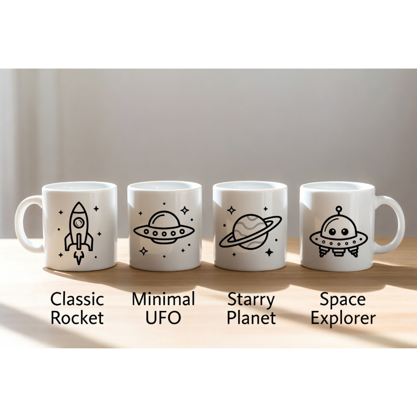 Space Coffee Mug 11oz Ceramic Rocket UFO Planet Alien Cute Coffee Cup Gift for M