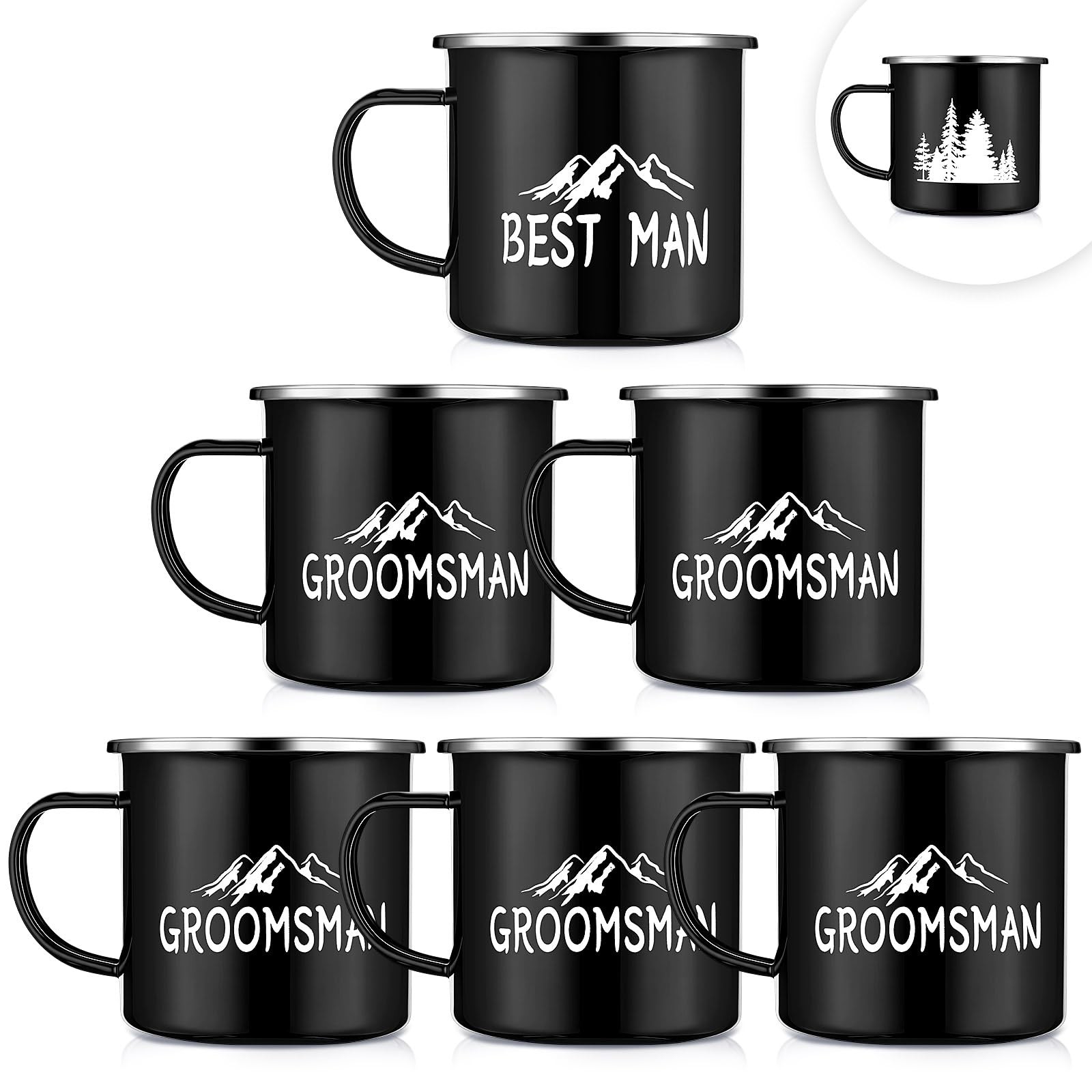 6 Pack Groomsmen Gifts for Wedding 1 Best Man 5 Groomsmen Cups Enamel Camping…