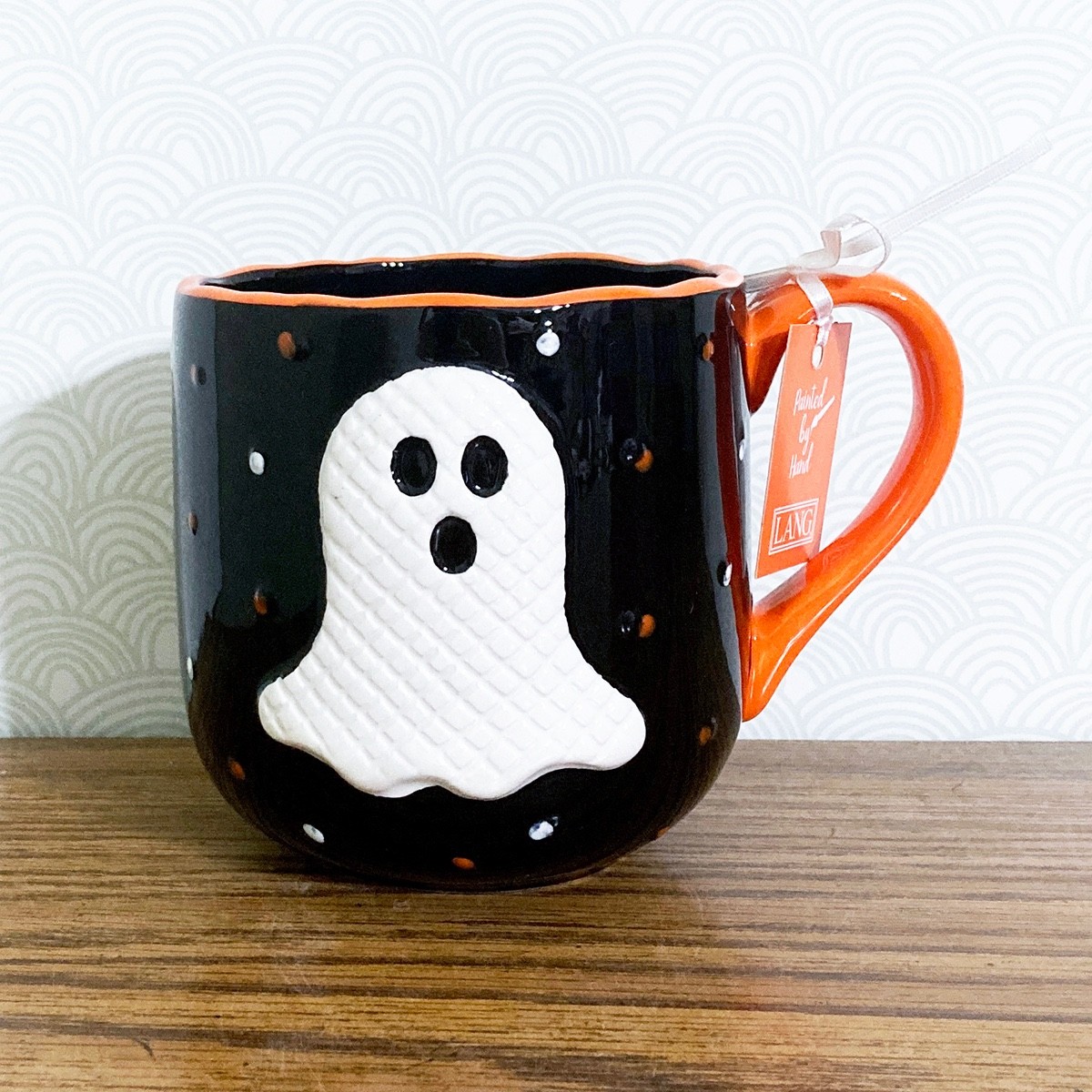 Halloween Ghost Coffee Mug Large 18 oz Embossed Hand Painted