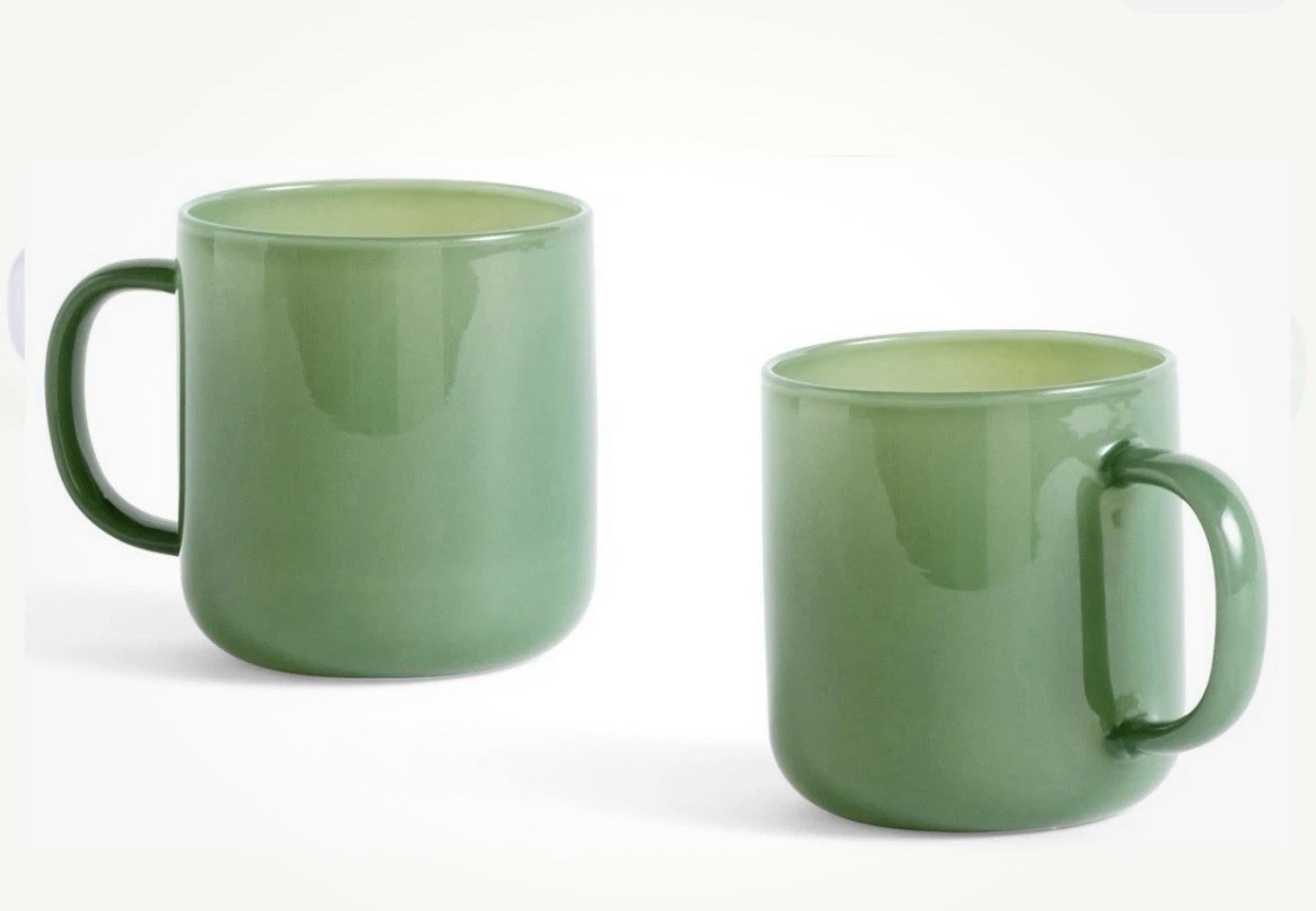 Hay Borosilicate Handmade Glass Mugs Set Of 2 Jade Green 11.75 oz. – NEW