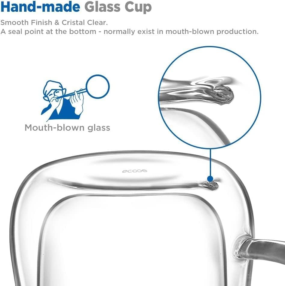 Espresso Cups 4 Oz Double Walled Glasses Coffee Mugs Set of 2, Clear Glass