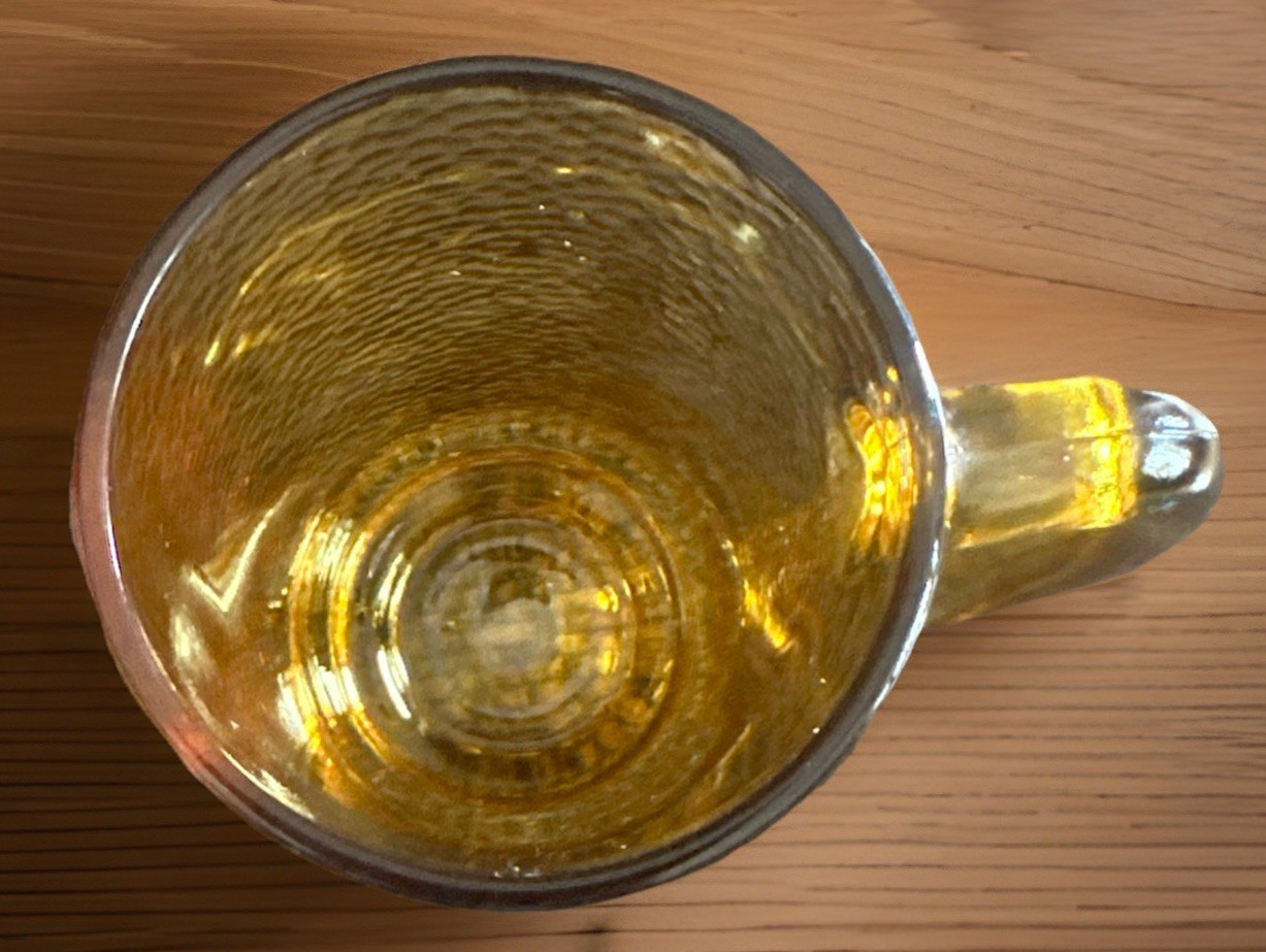 Vintage Pebbled Glass Tumbler Large Mug Amber Glass MCM Drink Ware