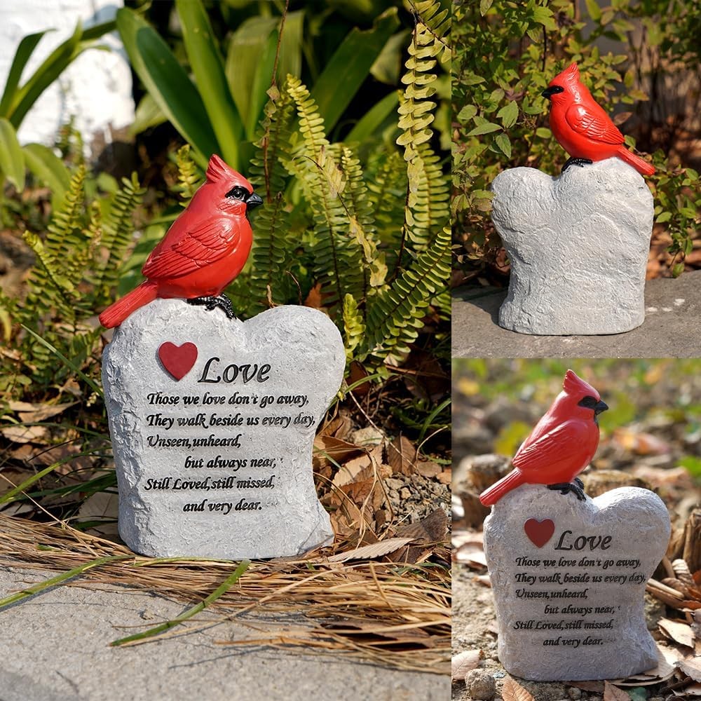 Cardinal Decor Garden Decor,Red Cardinal Memorial Stones for Loved Ones, Card…