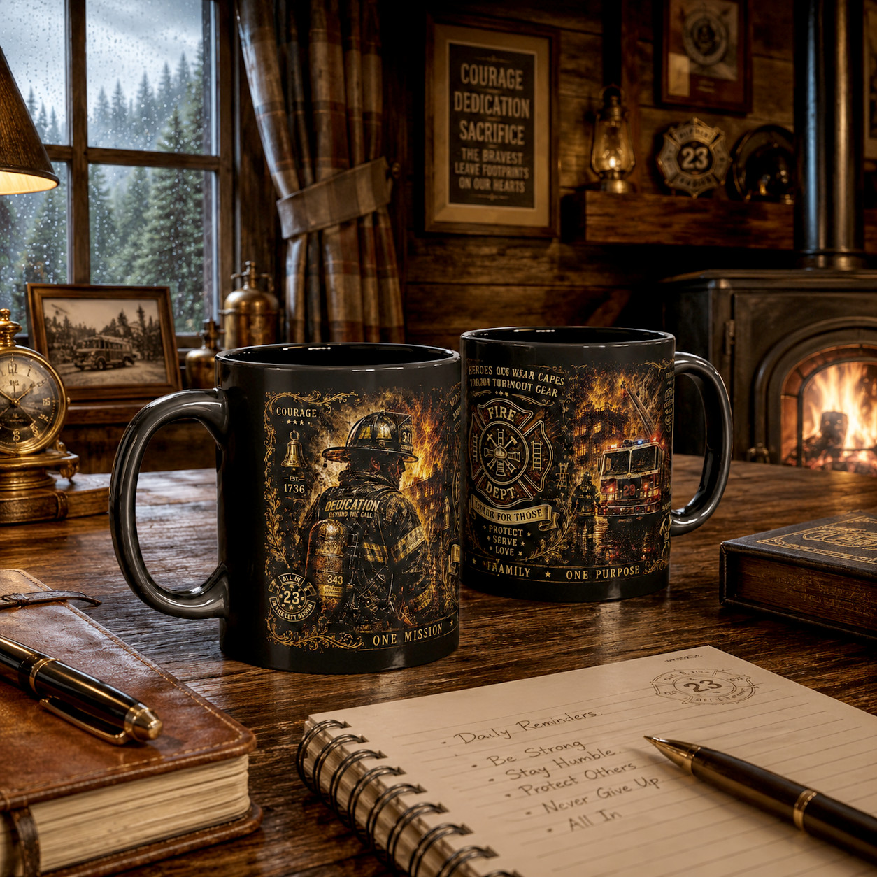 Firefighter Coffee Mug #1 – Fireman Gift, Fire Rescue Black Ceramic Cup