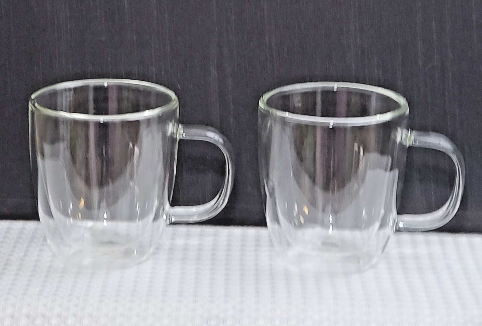 CN Glass 12oz Double Wall Glass Coffee Mugs Set of 2 Insulated with Handle