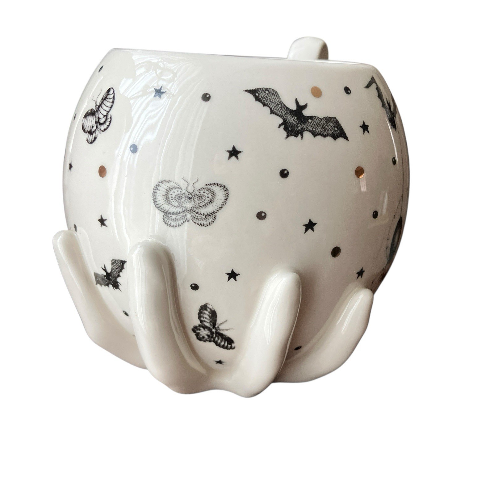 Anthropologie Florence Balducci Hand Mug Halloween Gothic Bats Spider 16 oz