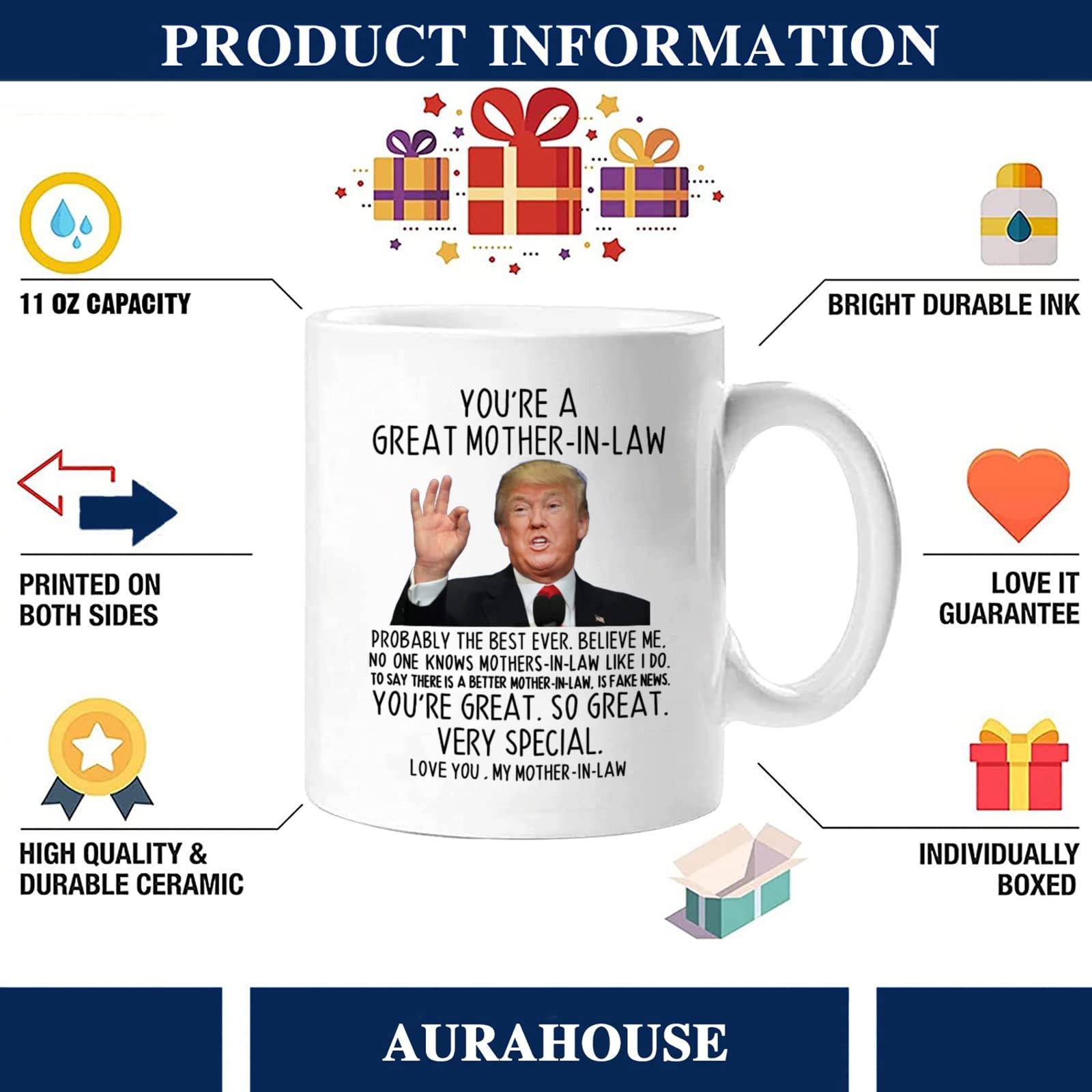 Funny Gifts for Mother-in-law, You’re A Great Mother-in-law Coffee Mug 11 Oz,…