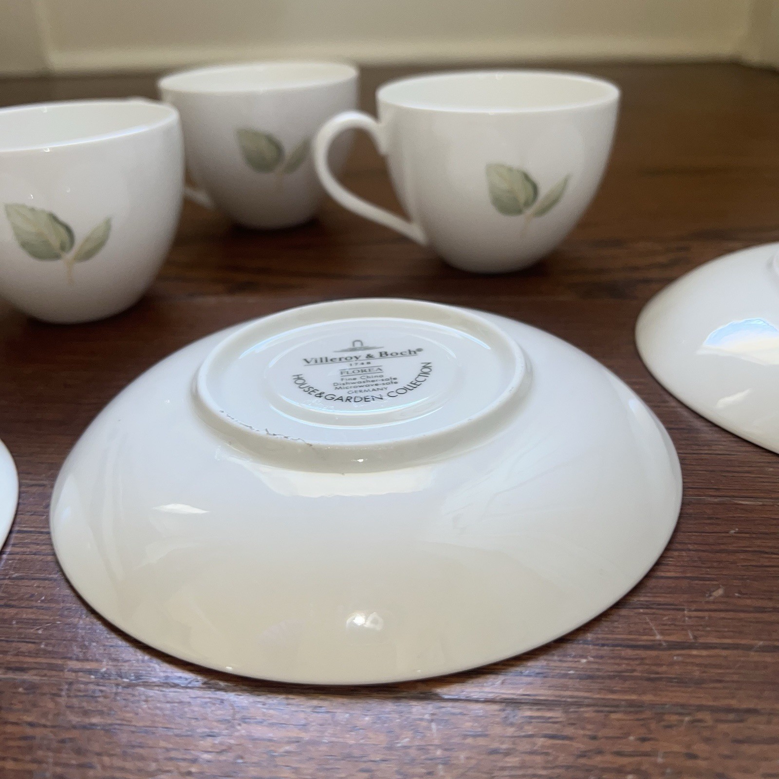 Set of 3 Villeroy & Boch Florea Butterfly Tea Cups /Saucers Germany Luxembourg