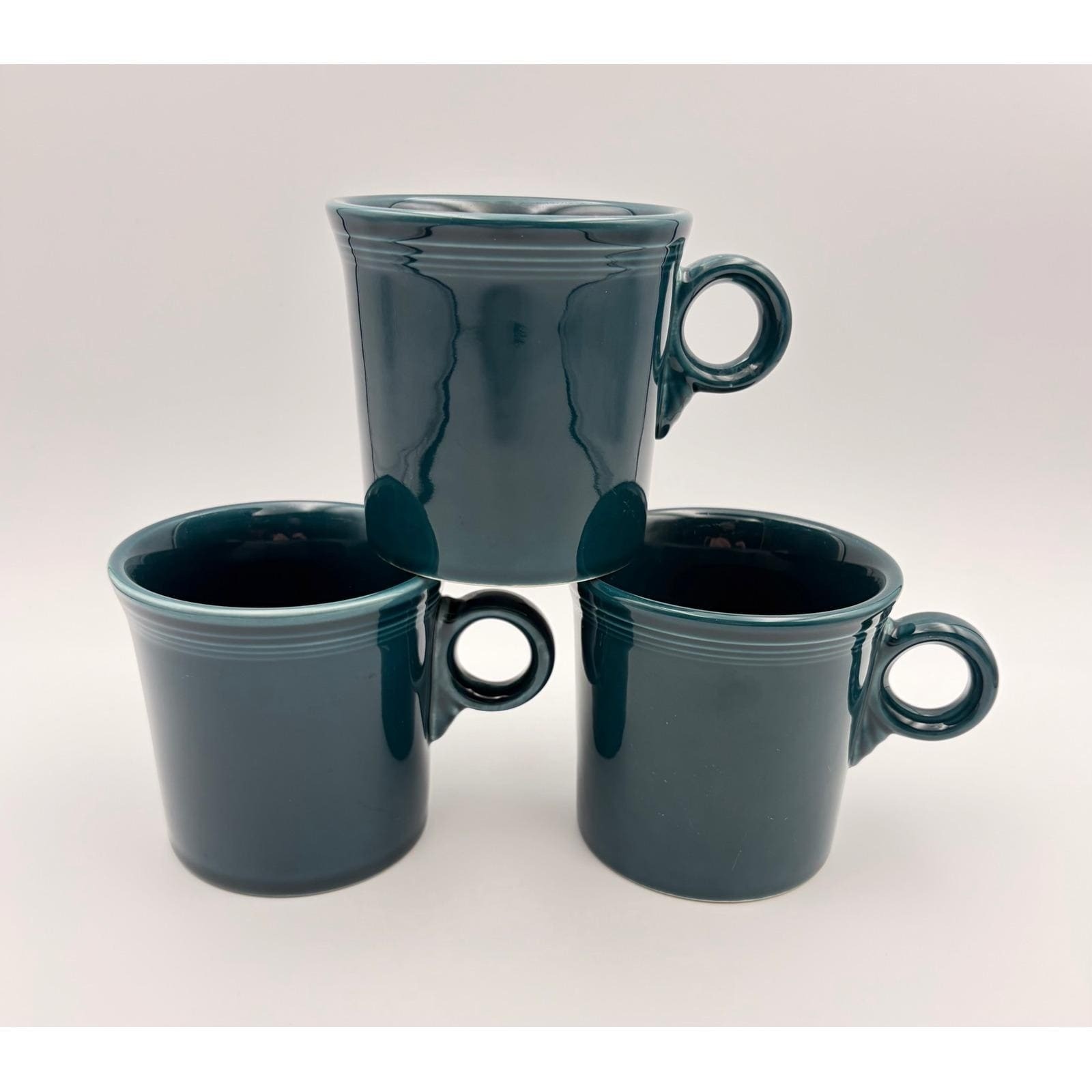Lot of 6 Fiestaware Juniper Green Ring Handle Coffee Mugs 10 oz Cups Set USA