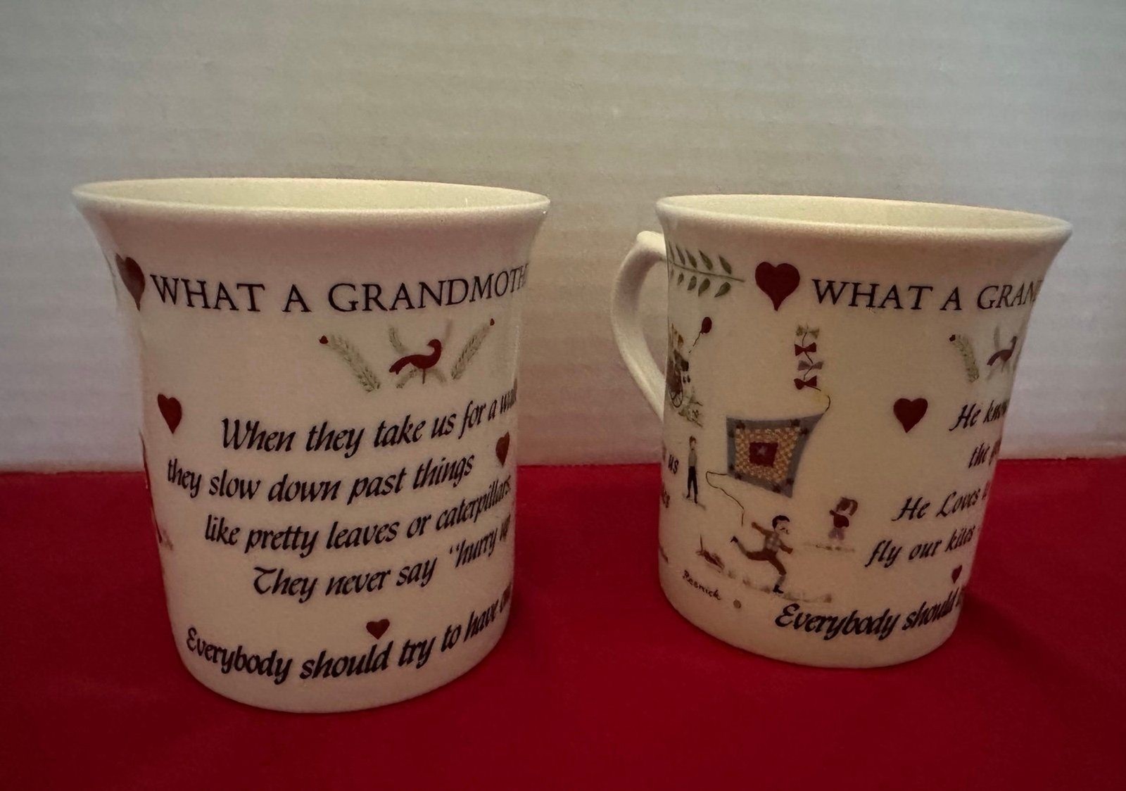 Two piece set of “What a Grandmother Is/What a Grandfather Is” Porcelain Mugs